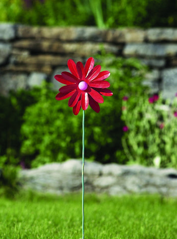 Happy Gardens - 8" Painted Red Flower Spinner