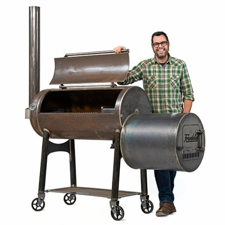 Old Country BBQ Pits Brazos Loaded 35 Offset Charcoal Smoker w/ Counterweight - OC20X60L