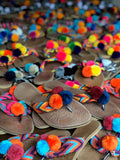 Pompom flip flops for women-Best summer sandals-boho flats