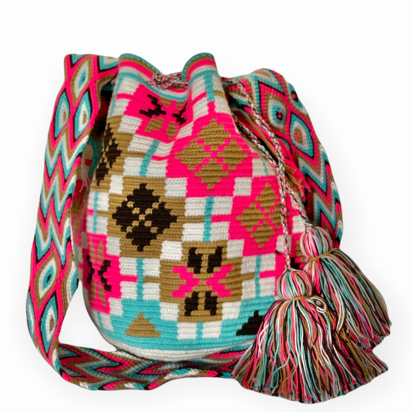 Crossbody Summer Bag | Pink/Turquoise Beach Crochet Bag | Colorful 4U