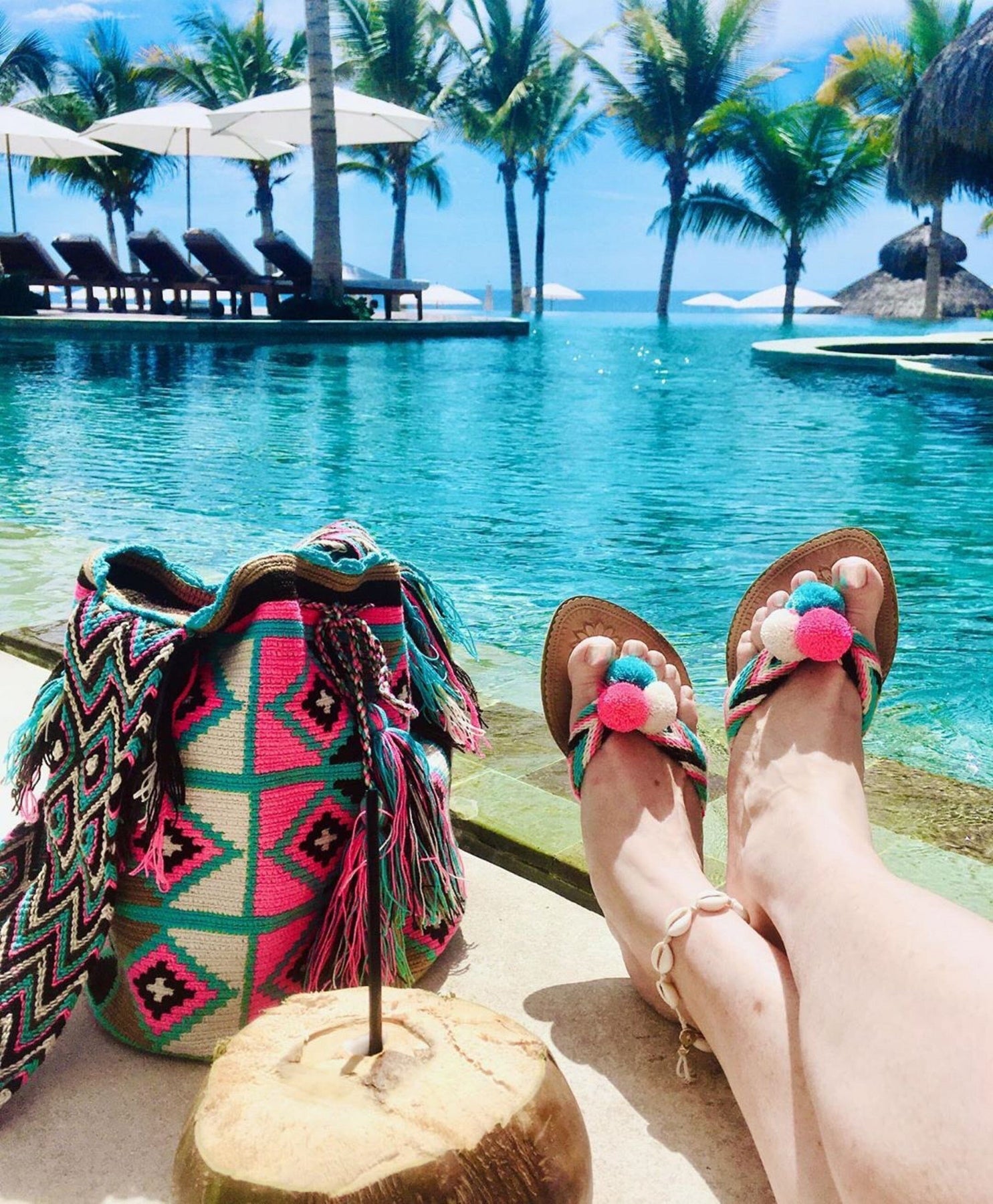 Crossbody Summer Bag | Pink/Turquoise Beach Crochet Bag | Colorful 4U