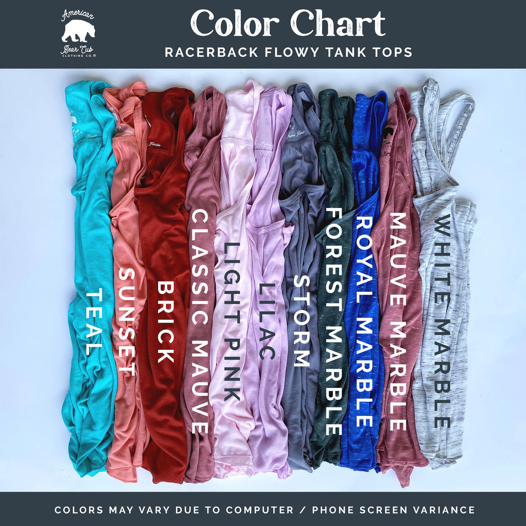 American Bear Cub® Flowy Tank Tops Color Chart