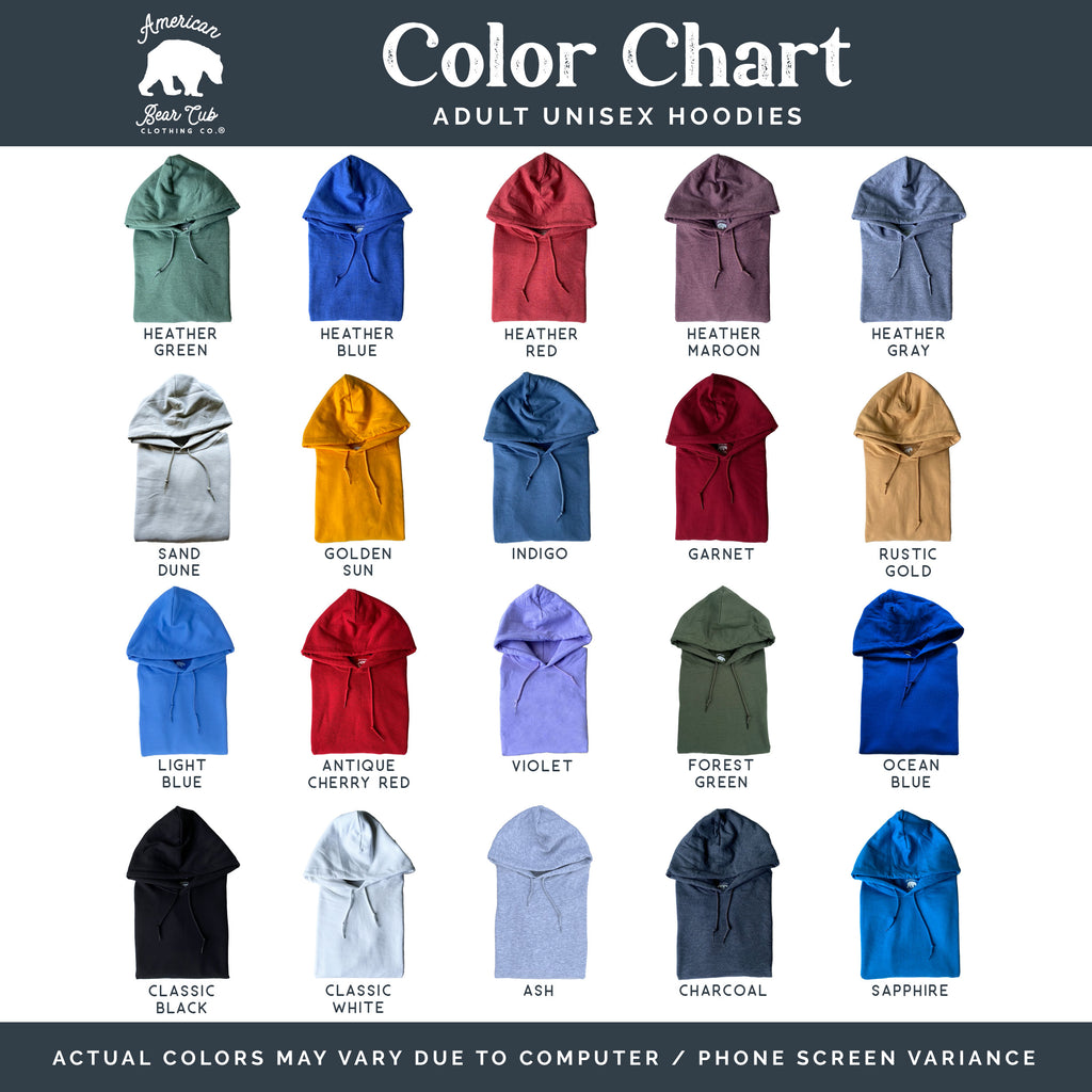 American Bear Cub® Hoodies Color Chart