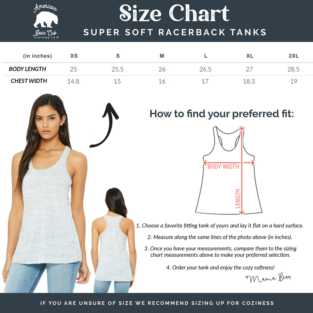 American Bear Cub® Adult Flowy Tank Tops Size Chart ✧