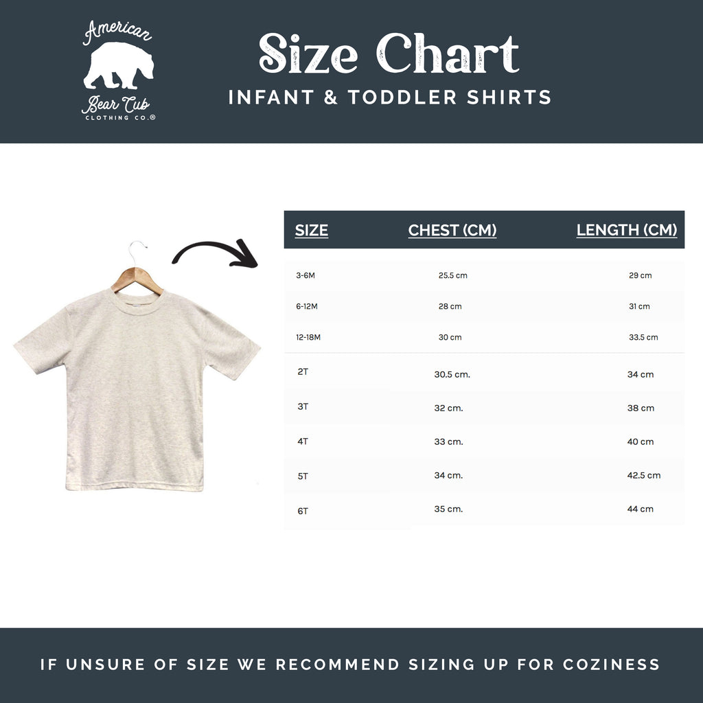 Baby and Toddler Oatmeal and White Unisex Short Sleeve Shirts Size Chart