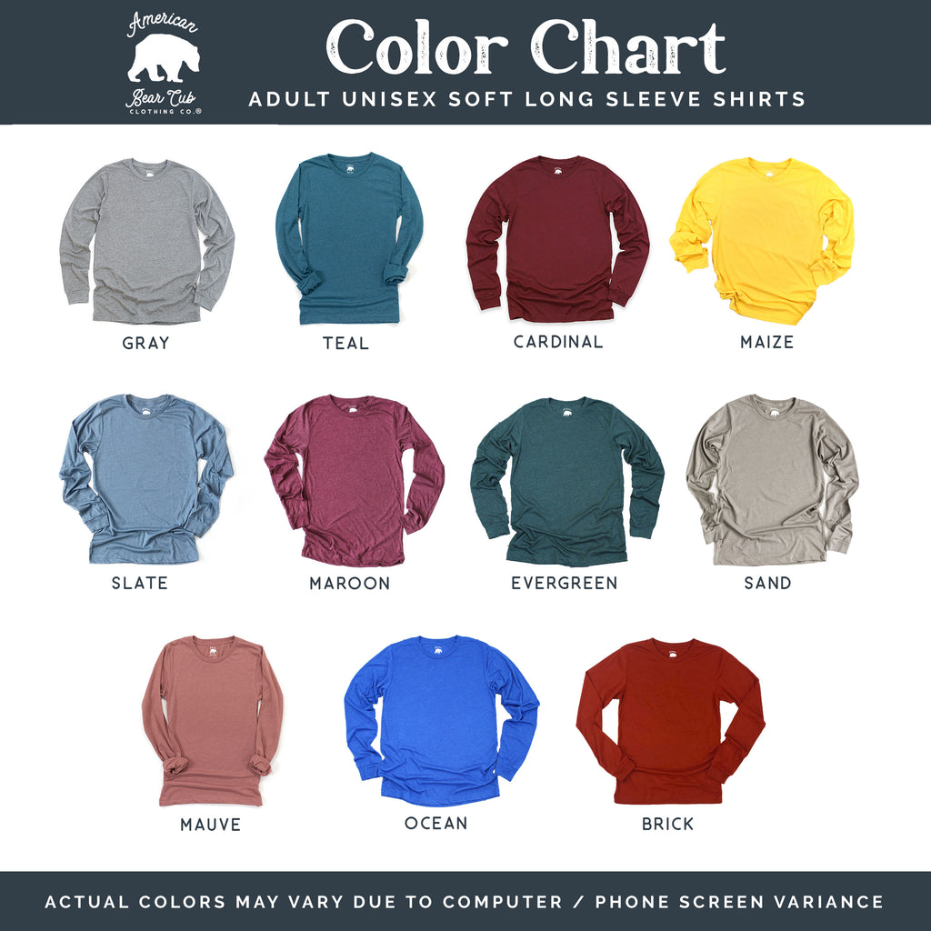 American Bear Cub® Adult Unisex Long Sleeve Shirts Color Chart
