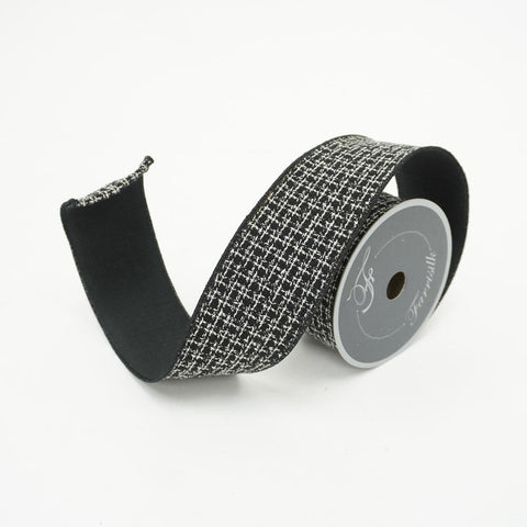 4 x 10 yds Black & White Metallic Glitter Ribbon