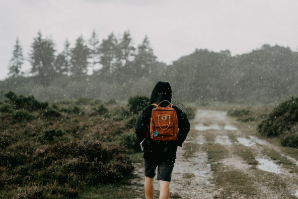 hiking in the rain