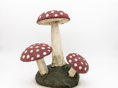 Set Of 12 Painted Cast Stone Mushrooms, Belgium 20th Century