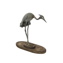 Circa 1800 bronze garden ornament of a crane