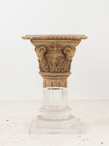 Lucite And Limestone Column Or Pedestal