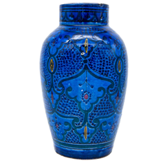 Ceramic Decorative Vase In Cobalt Blue