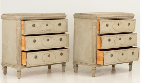 Antique Gustavian Style Chests Of Drawers - A Pair