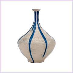 Blue and White Striped Vase