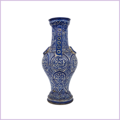 Large Fes Moroccan Blue and White Vase