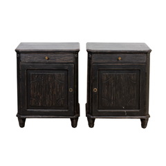 Pair Black Gustavian Style Nightstands