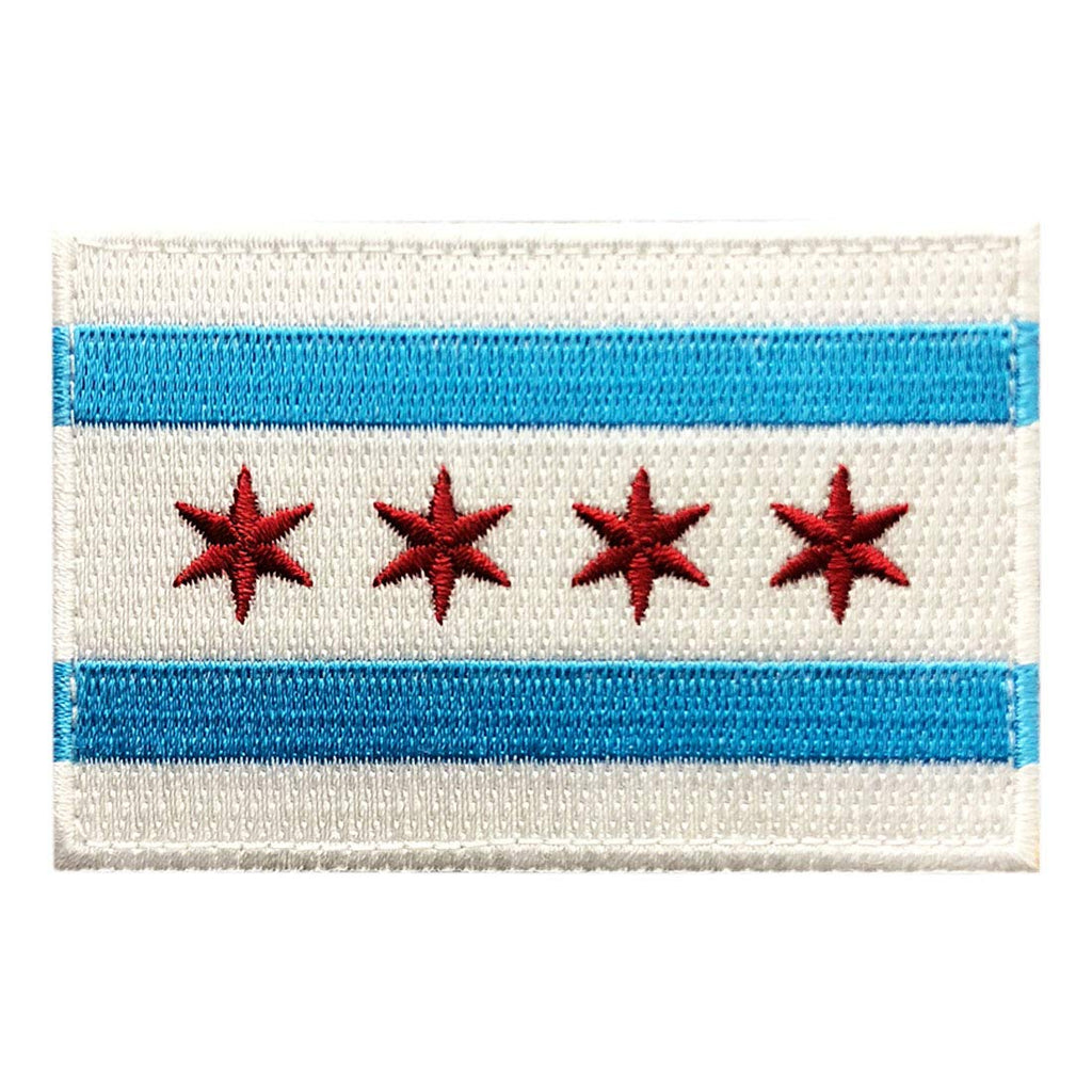 Chicago City Flag Embroidered Patch [Iron on Sew on 3.0 X 2.0 - CH9 ...