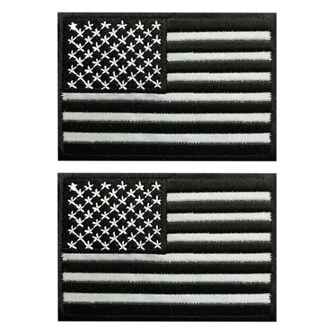 Reflective American Flag Patch Bundle (Iron On) (Black) – MILTACUSA