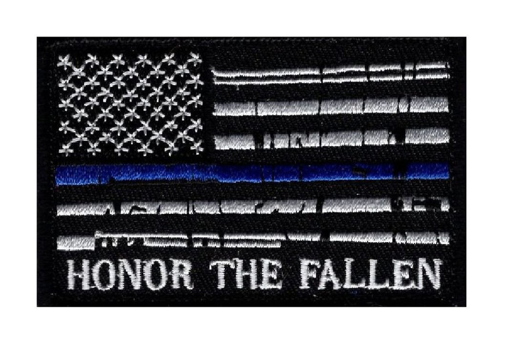 Honor The Fallen Thin Blue Line Usa Flag Patch Embroidered Hook Miltacusa 0071