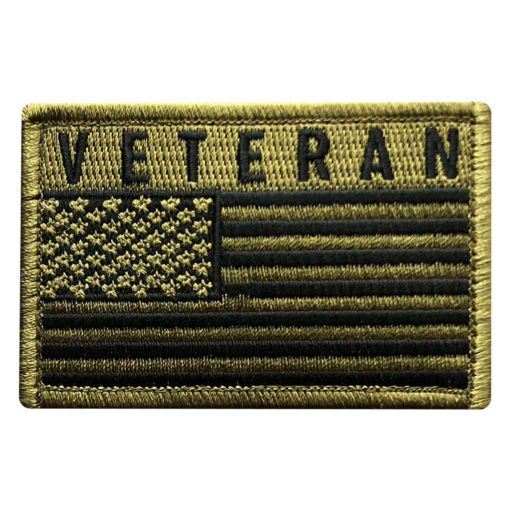 American Flag Veteran Patch Embroidered Hook Green Miltacusa