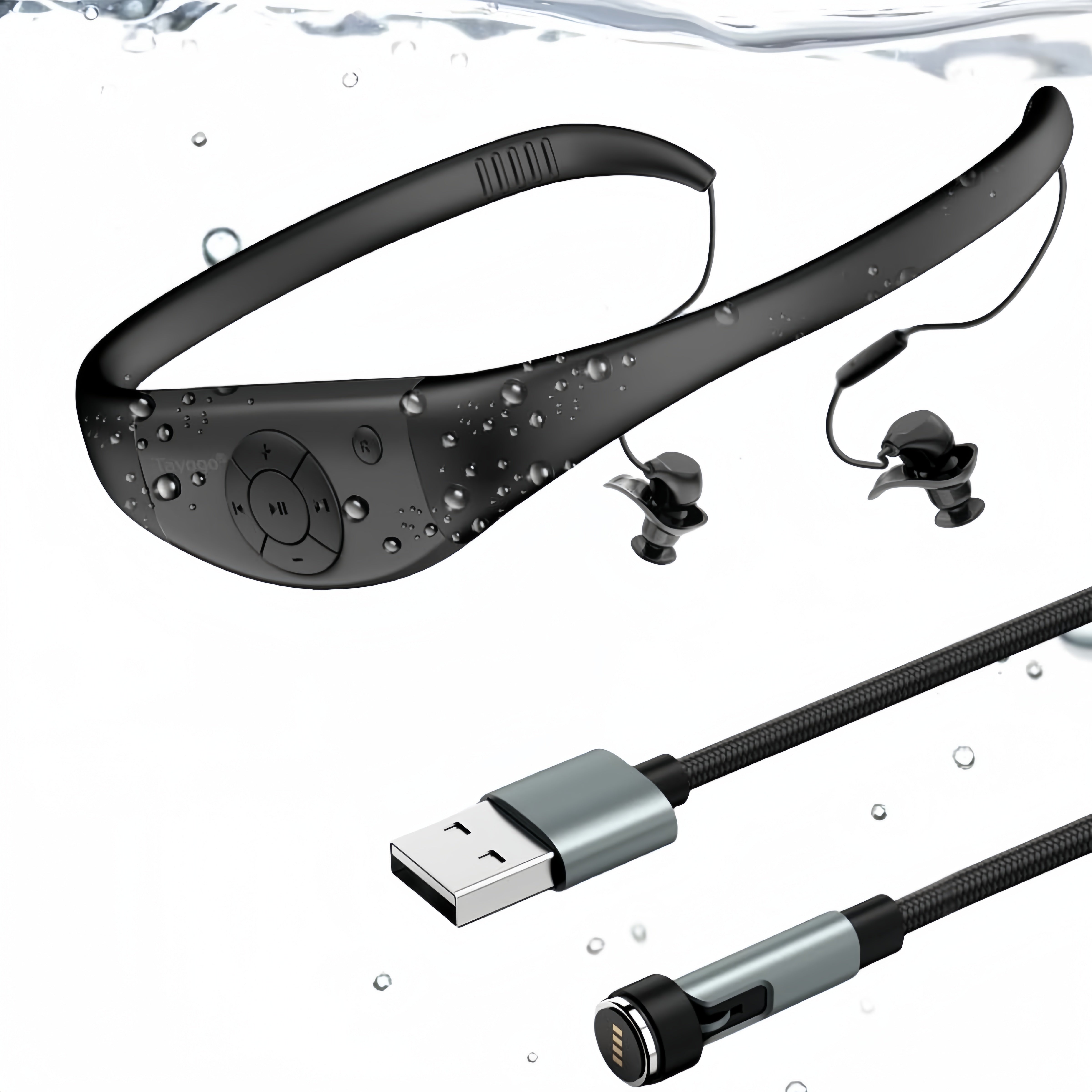 Tayogo - Auriculares de conducción ósea para natación, IPX8 de 8 GB  Waterpoof Mp3 con Bluetooth, auriculares subacuáticos para buceo, correr