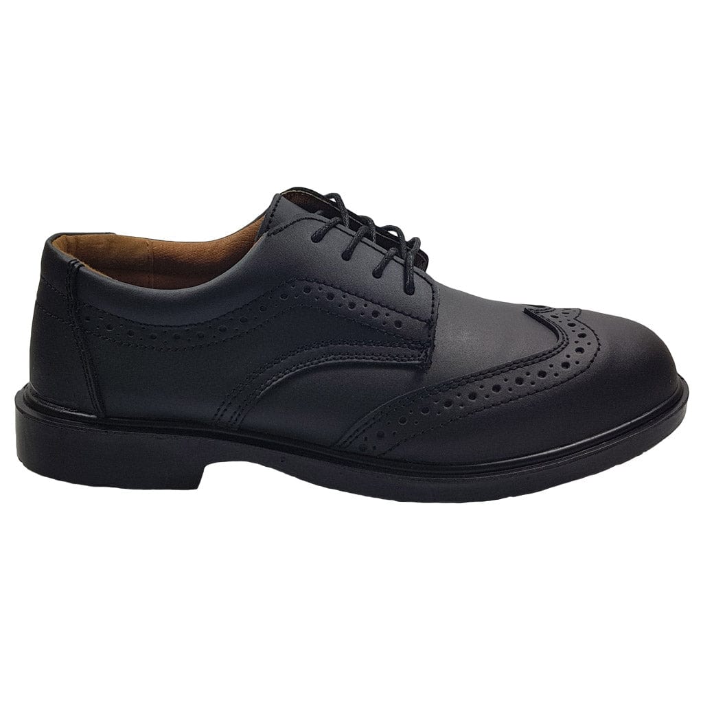 Black Leather Pattern Safety Shoes 