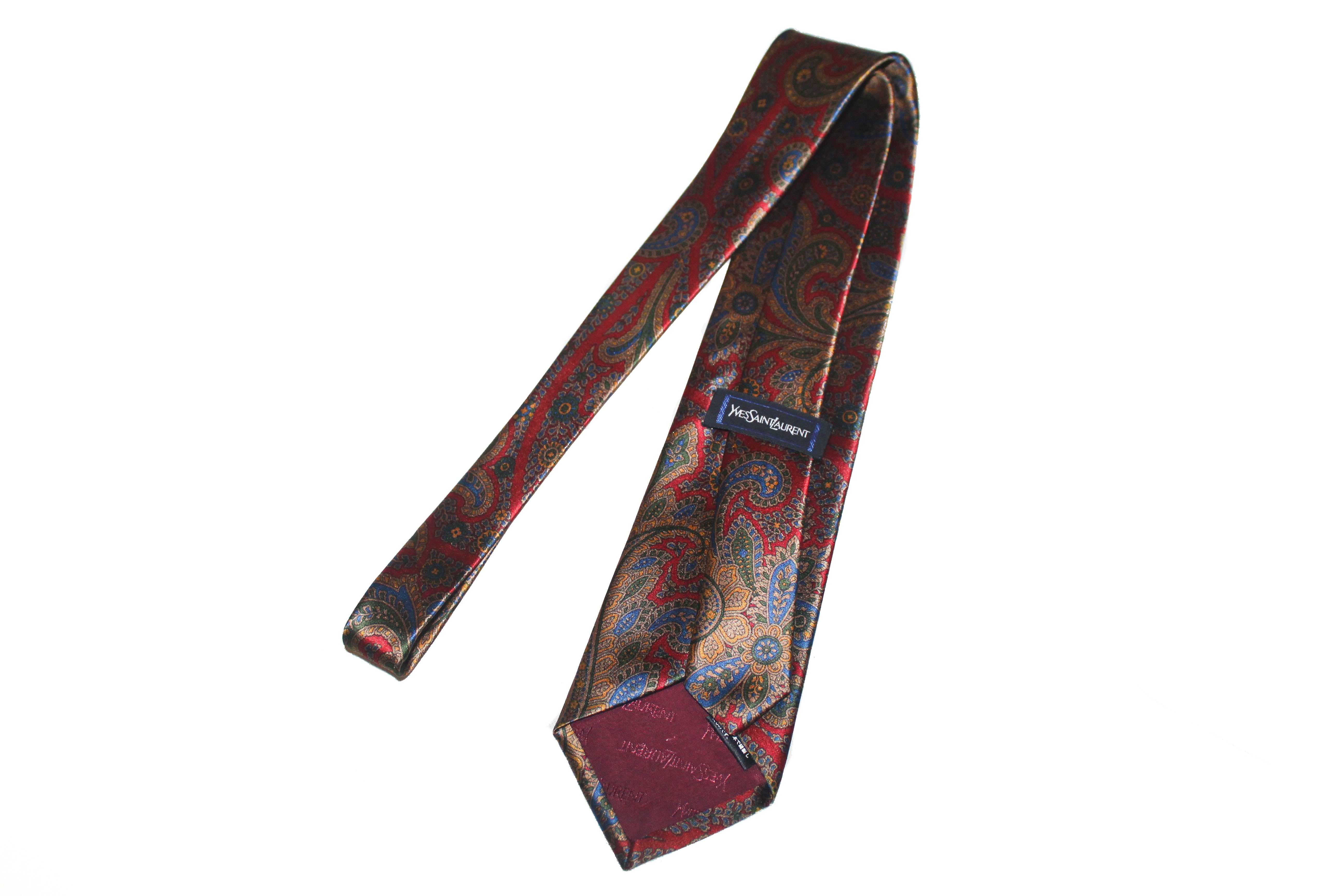 Authentic Yves Saint Laurent Red Vintage Floral Men's Tie – Paris ...