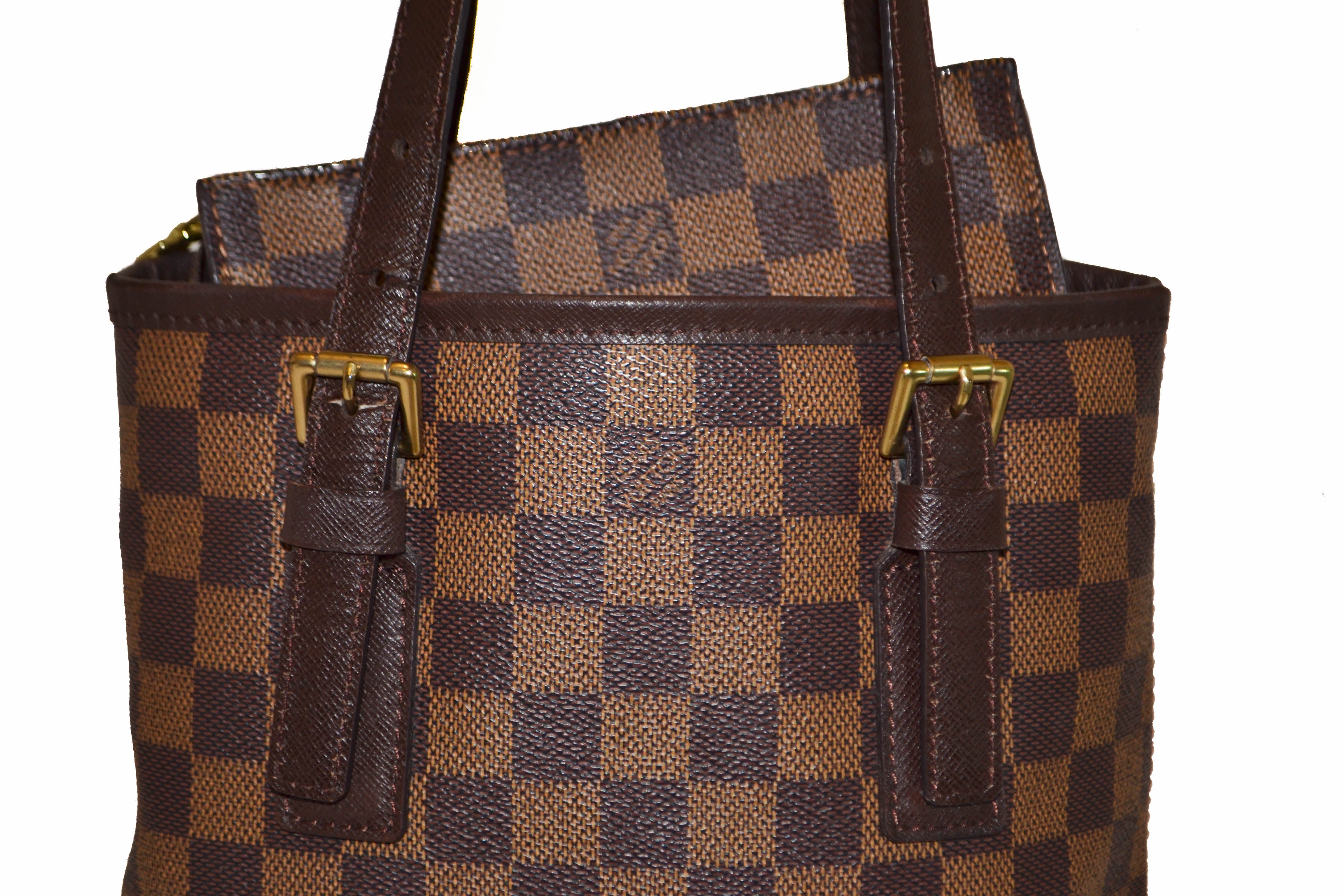 Louis Vuitton Tote in brown checkered canvas and brown leather at 1stDibs  louis  vuitton black and brown checkered purse, brown checkered bag, brown checkered  handbag