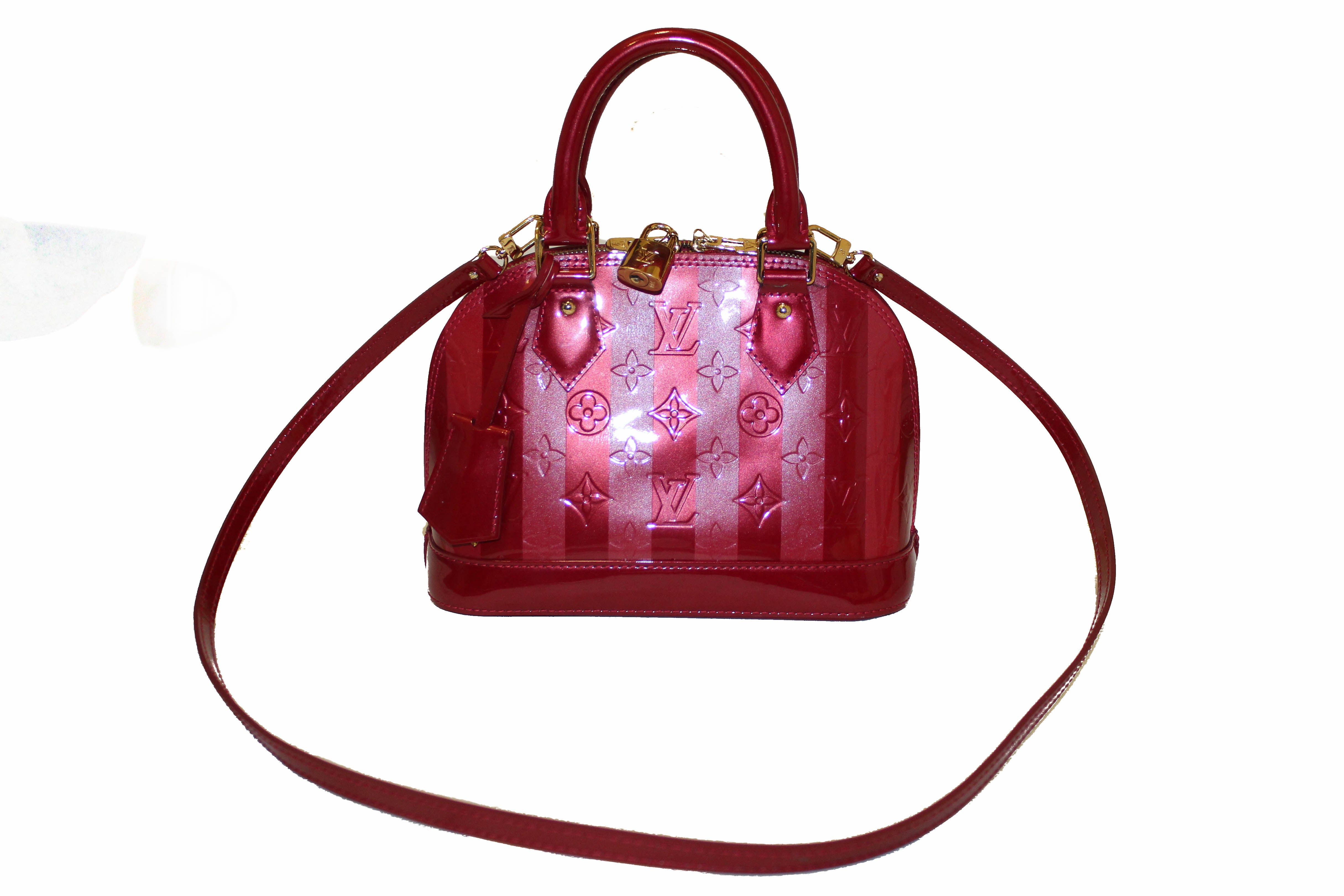 LOUIS VUITTON Vernis Rayures Alma BB 2Way Hand Bag Pink M91593 LV