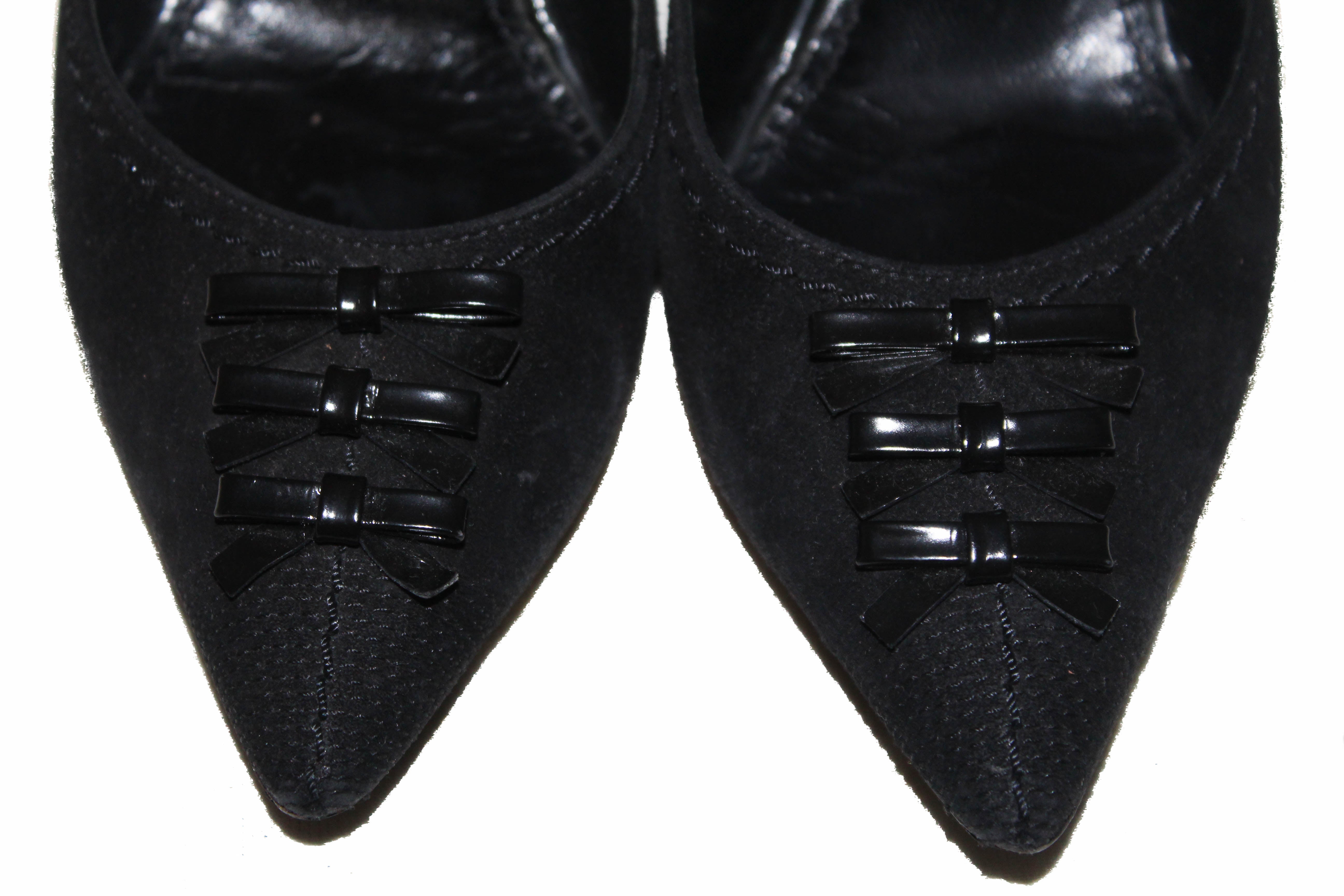 Authentic Louis Vuitton Black Suede Leather Bow Pointed Toe Pumps Size – Paris Station Shop