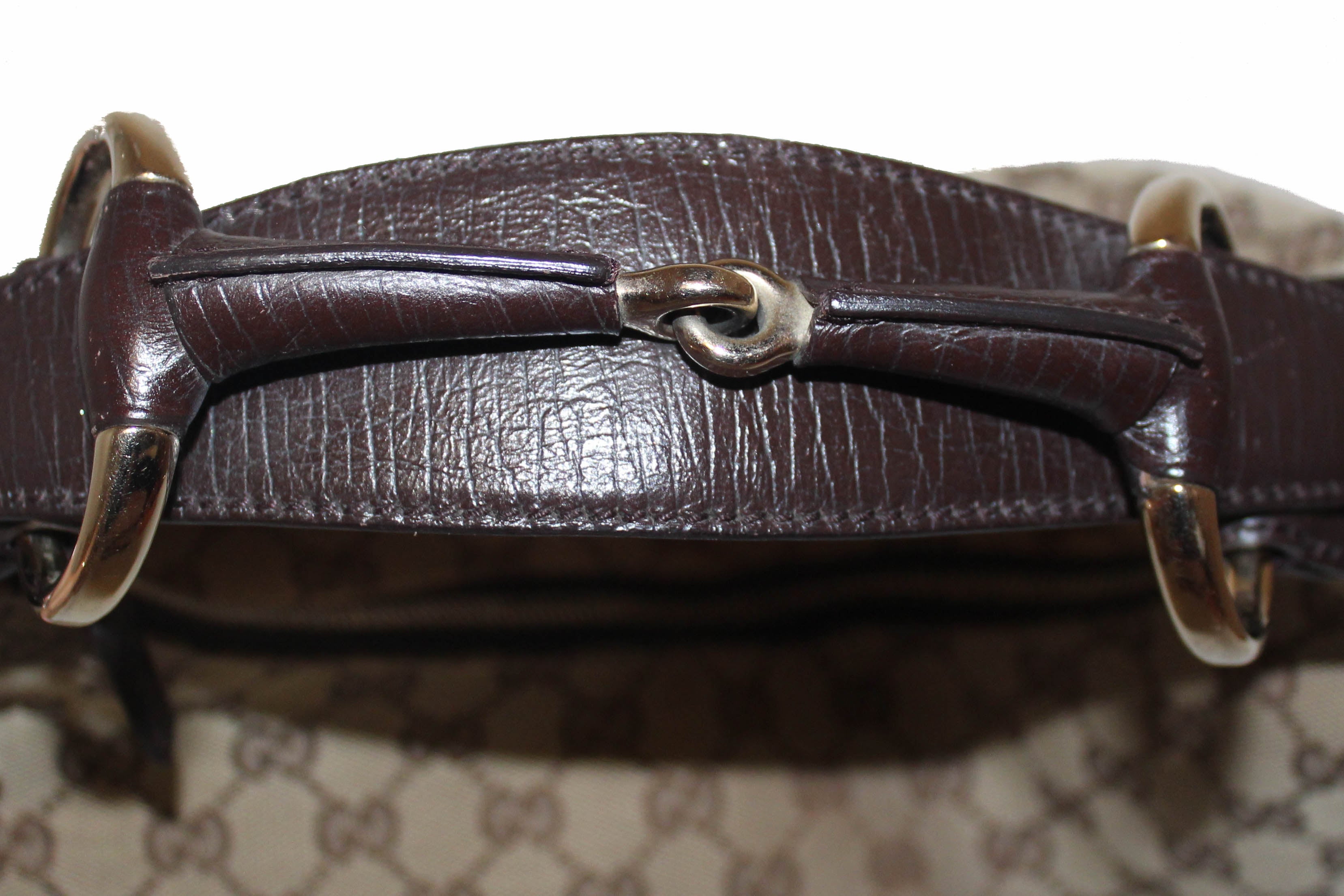 Authentic Gucci Brown GG with Brown Leather Horsebit Hobo Shoulder Bag – Paris Station Shop