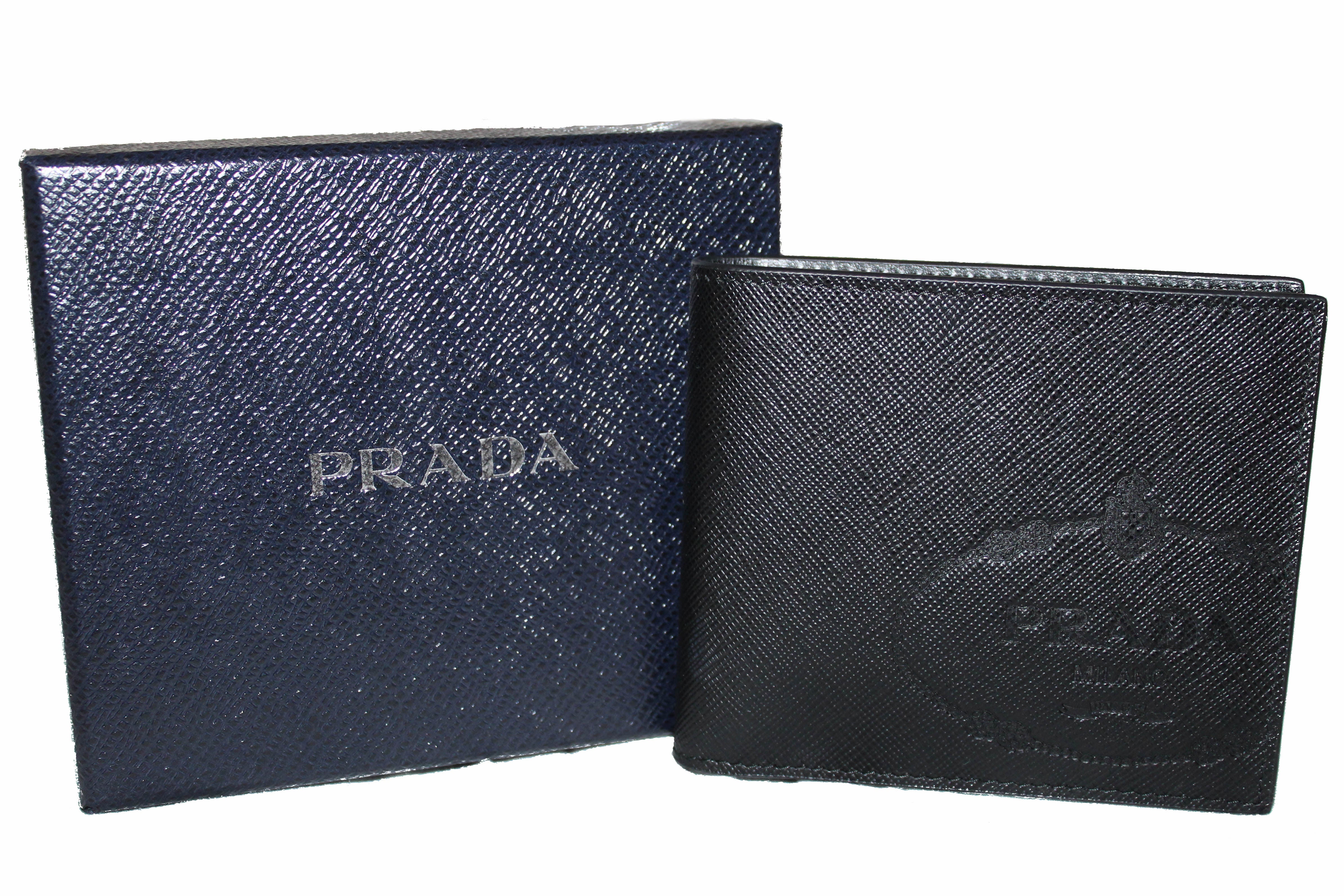 Authentic NEW Prada Black Saffiano Leather Men Wallet – Paris Station Shop