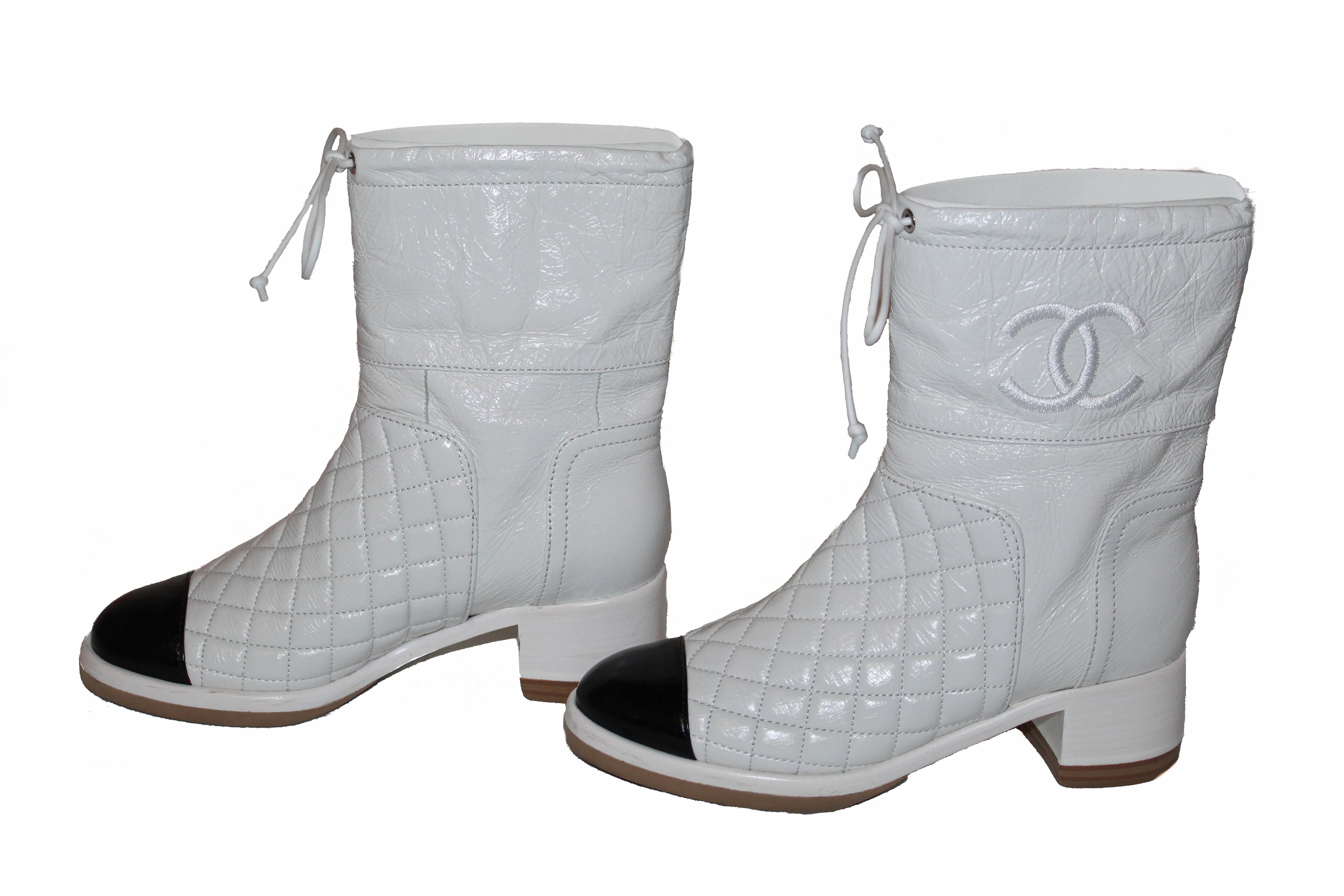 chanel white boots