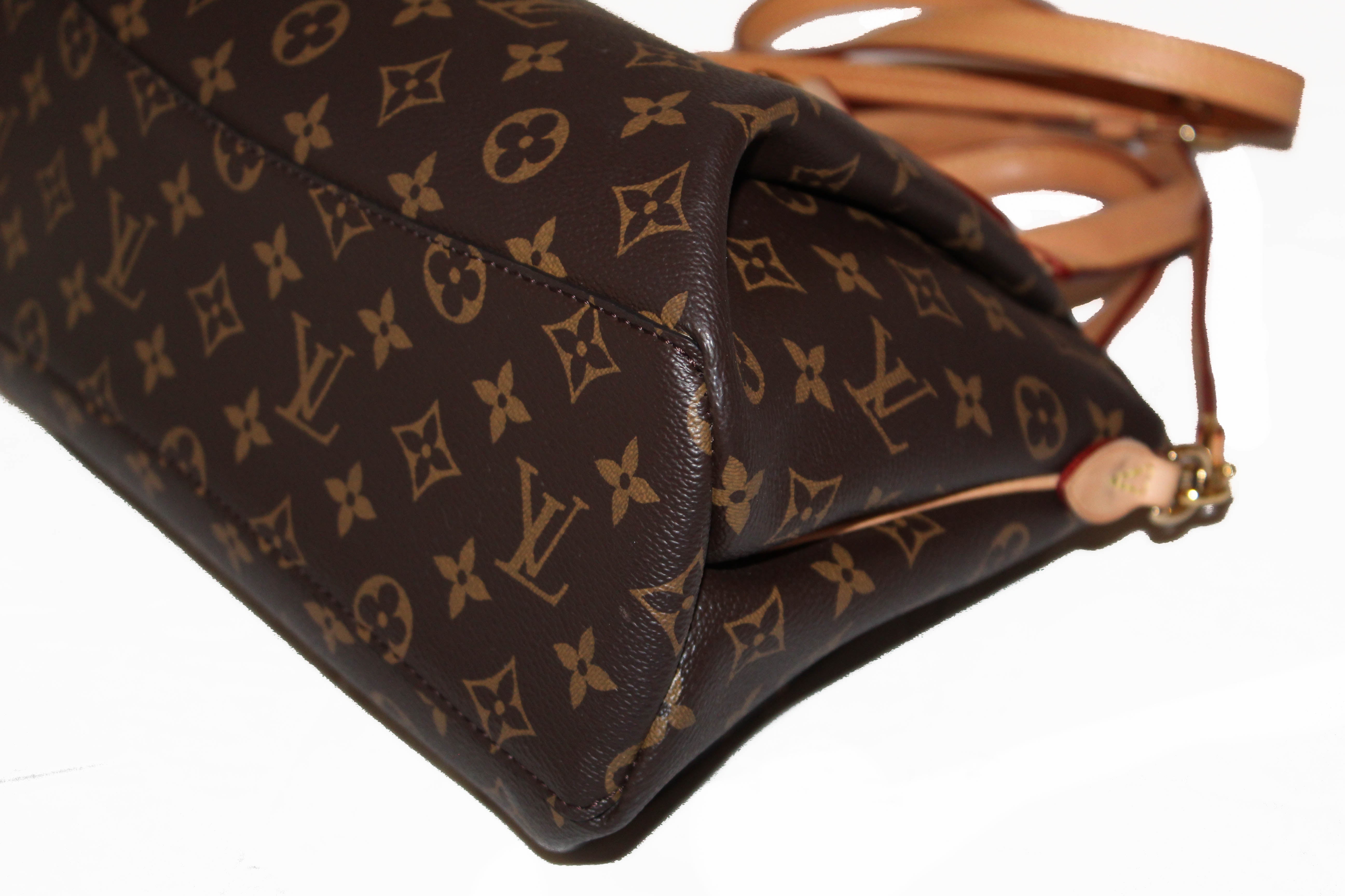 Louis Vuitton V Tote Monogram Canvas and Leather MM Black, Brown AUTHENTIC