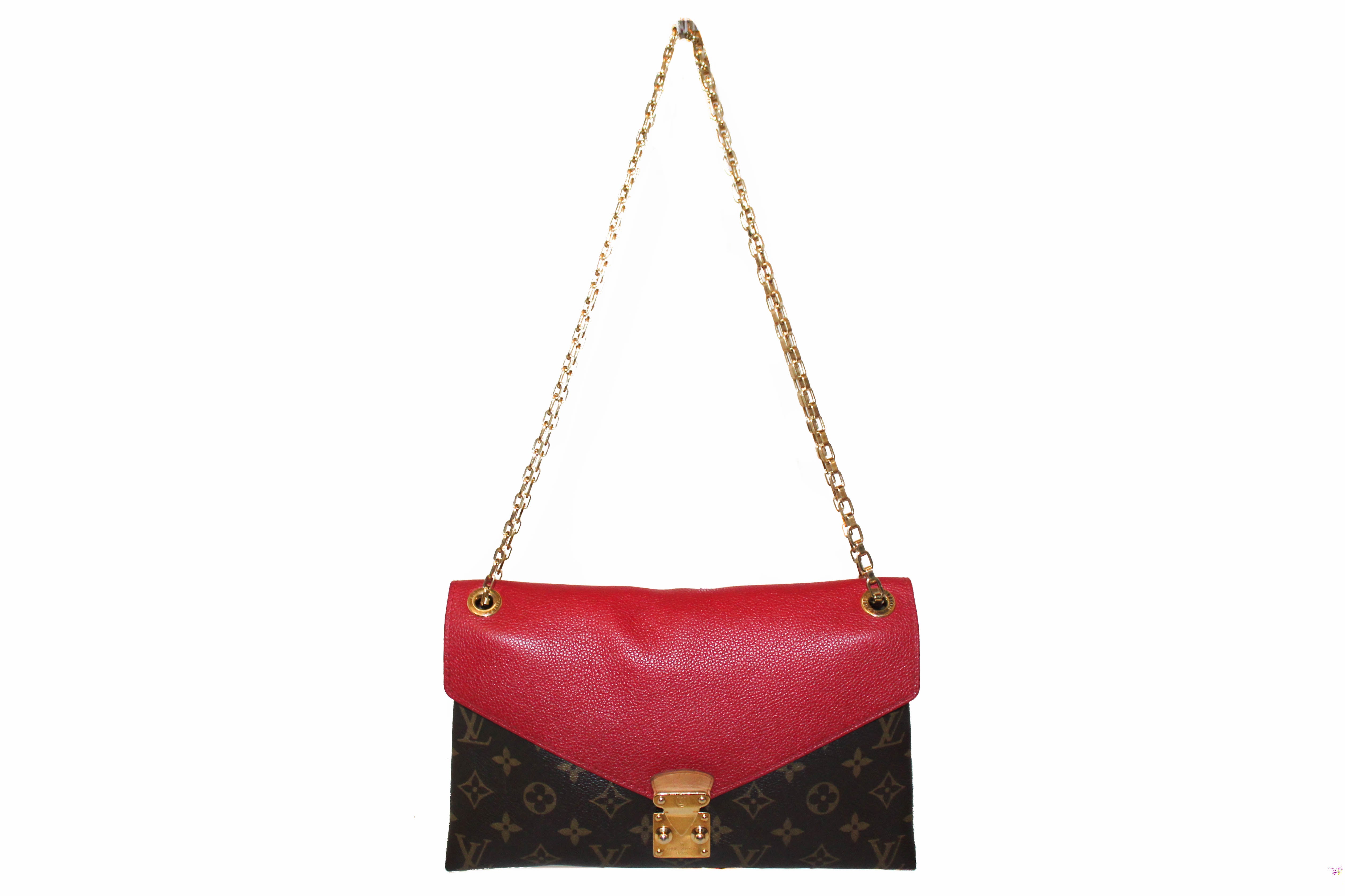 Authentic Louis Vuitton Red Monogram Pallas Chain Shoulder Bag – Paris ...