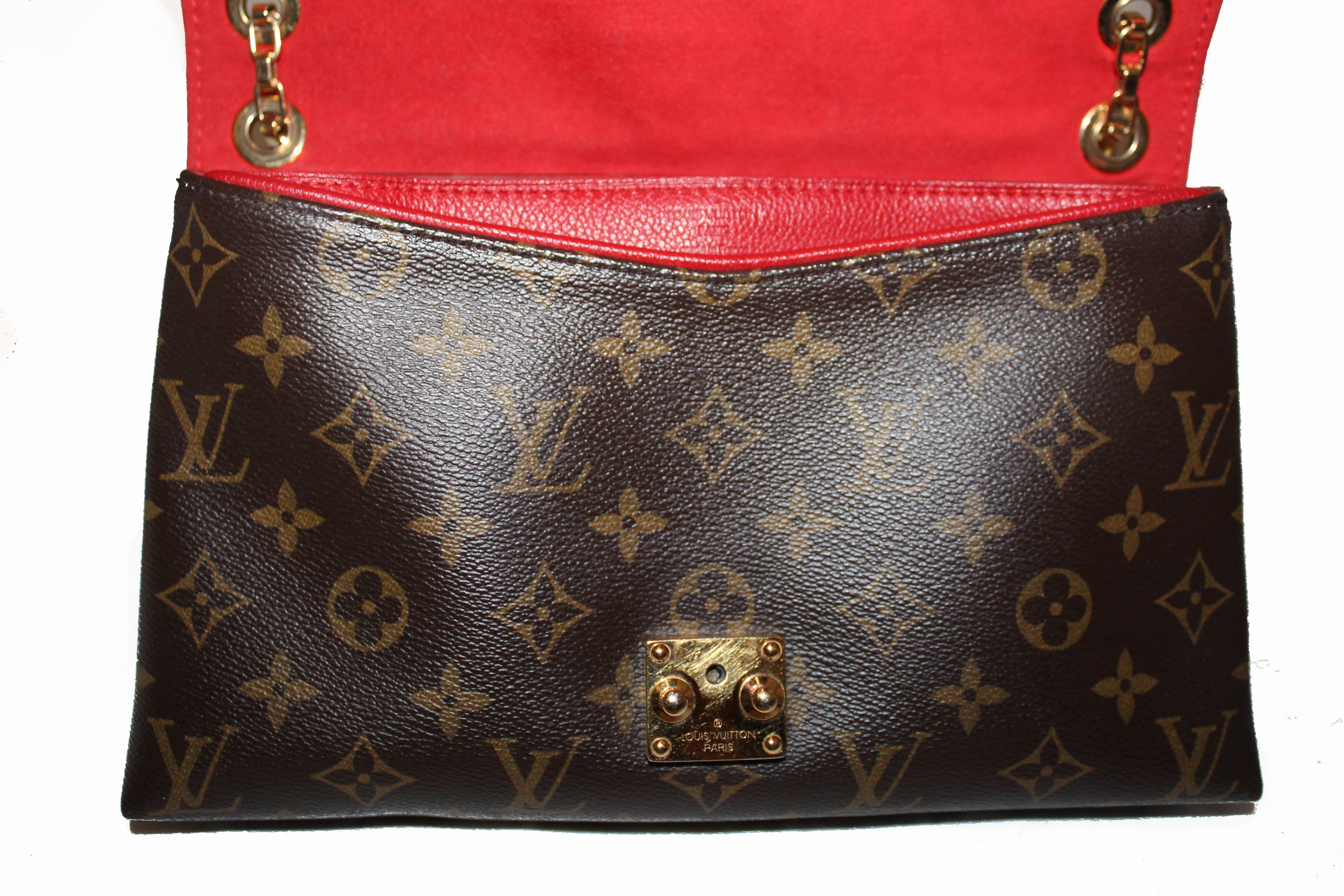 Authentic Louis Vuitton Red Monogram Pallas Chain Shoulder Bag – Paris Station Shop