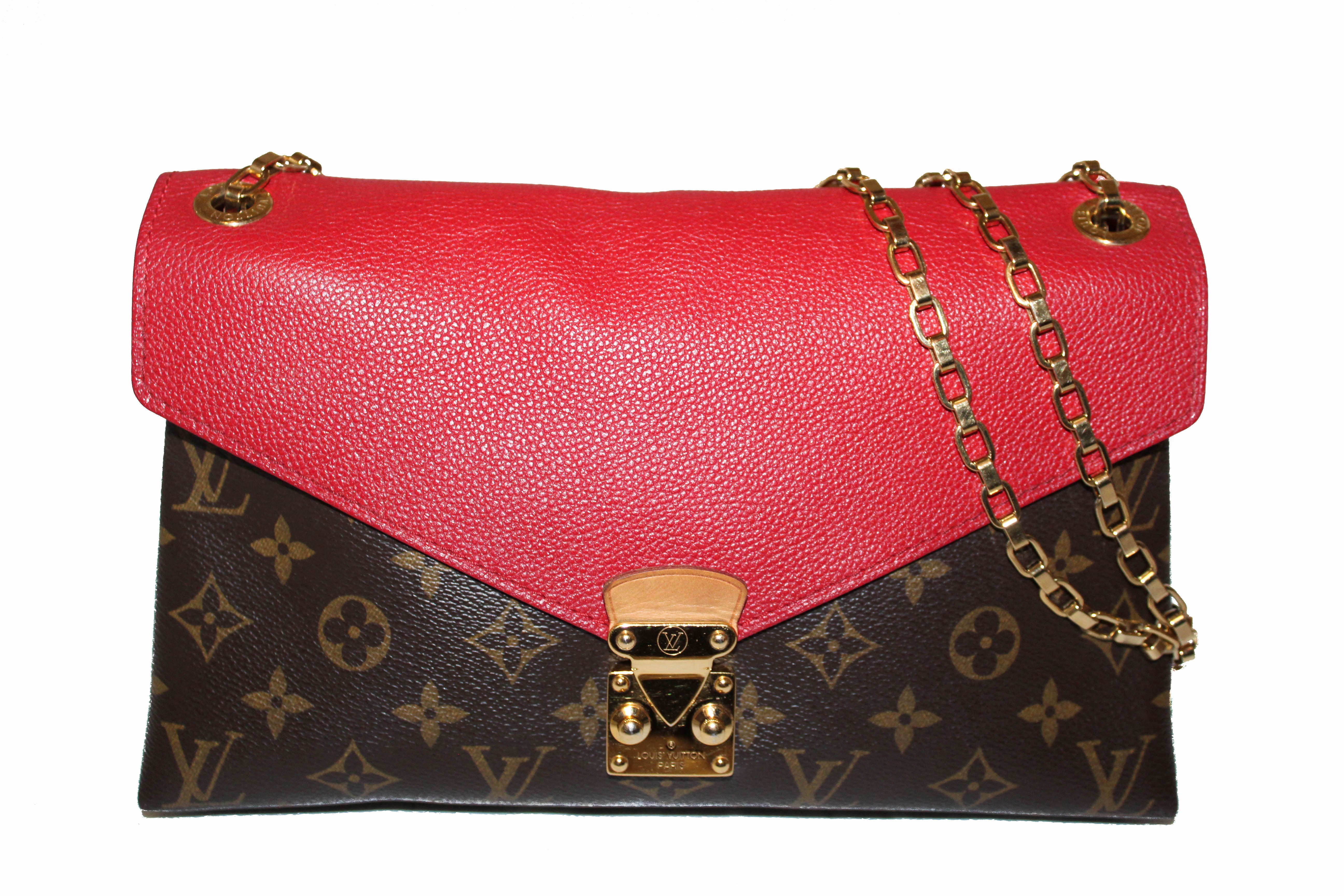 Authentic Louis Vuitton Red Monogram Pallas Chain Shoulder Bag – Paris ...