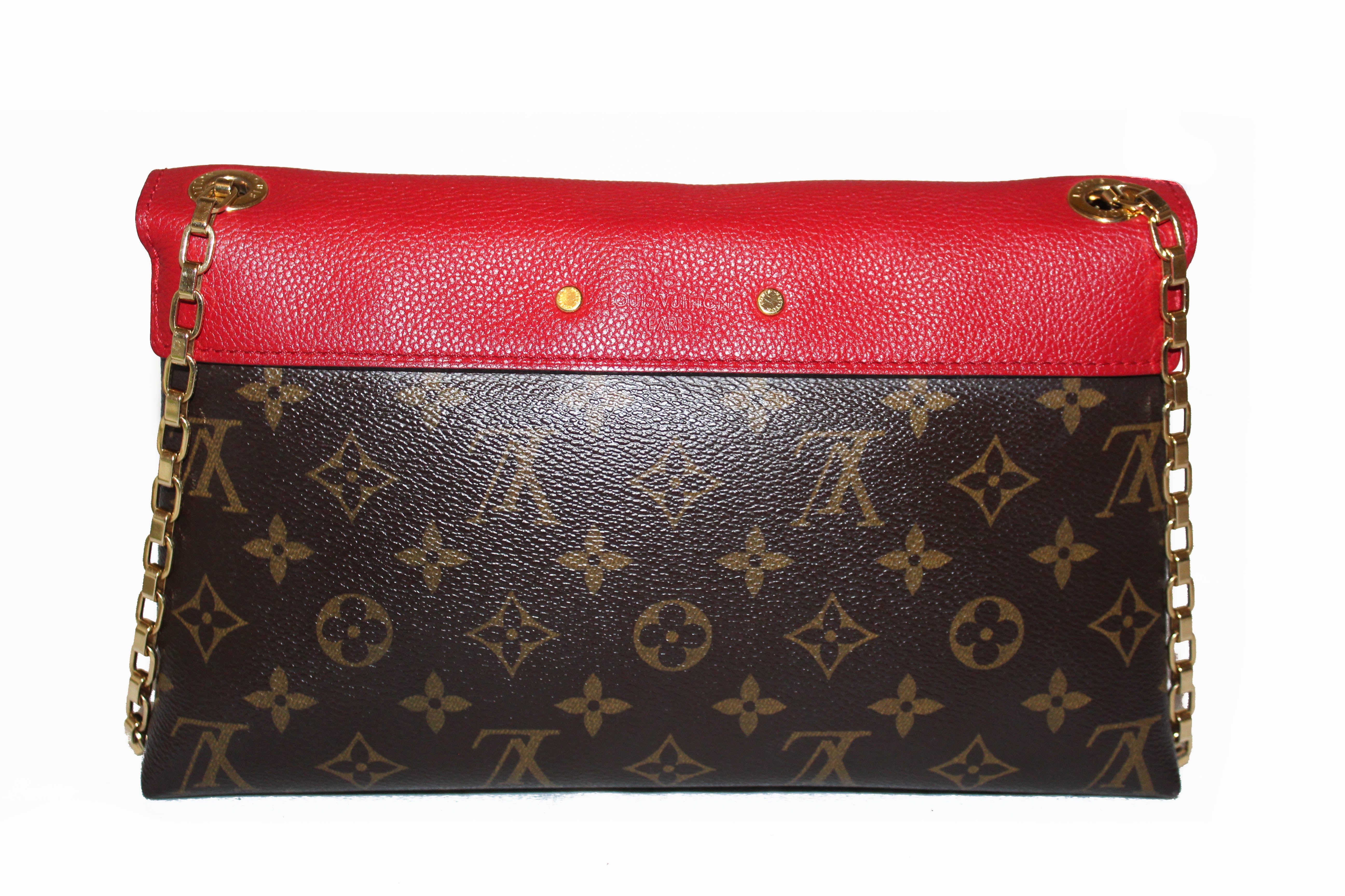 Authentic Louis Vuitton Red Monogram Pallas Chain Shoulder Bag – Paris ...