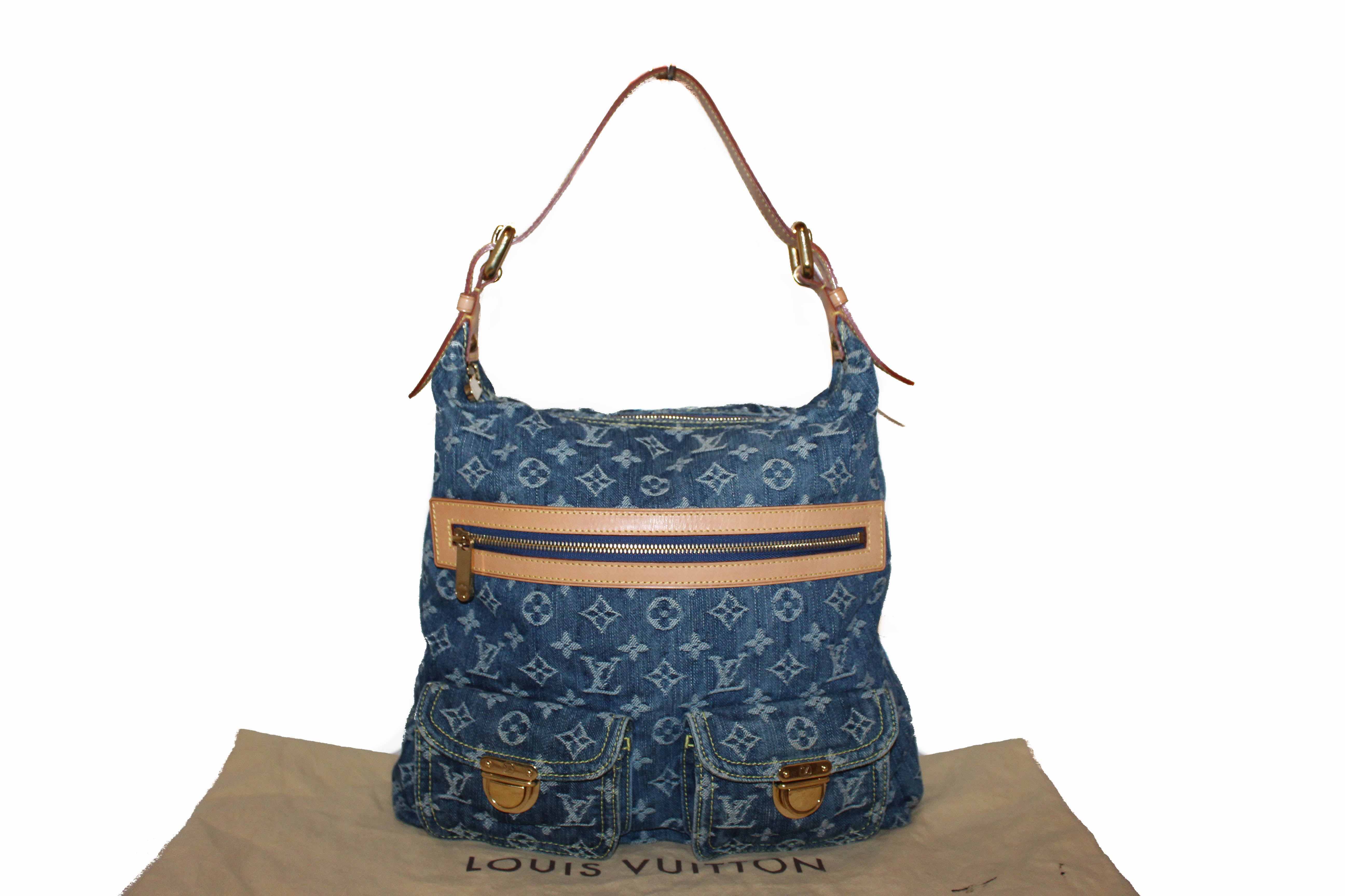 Authentic Louis Vuitton Blue Denim Monogram Baggy GM Shoulder Bag – Paris Station Shop