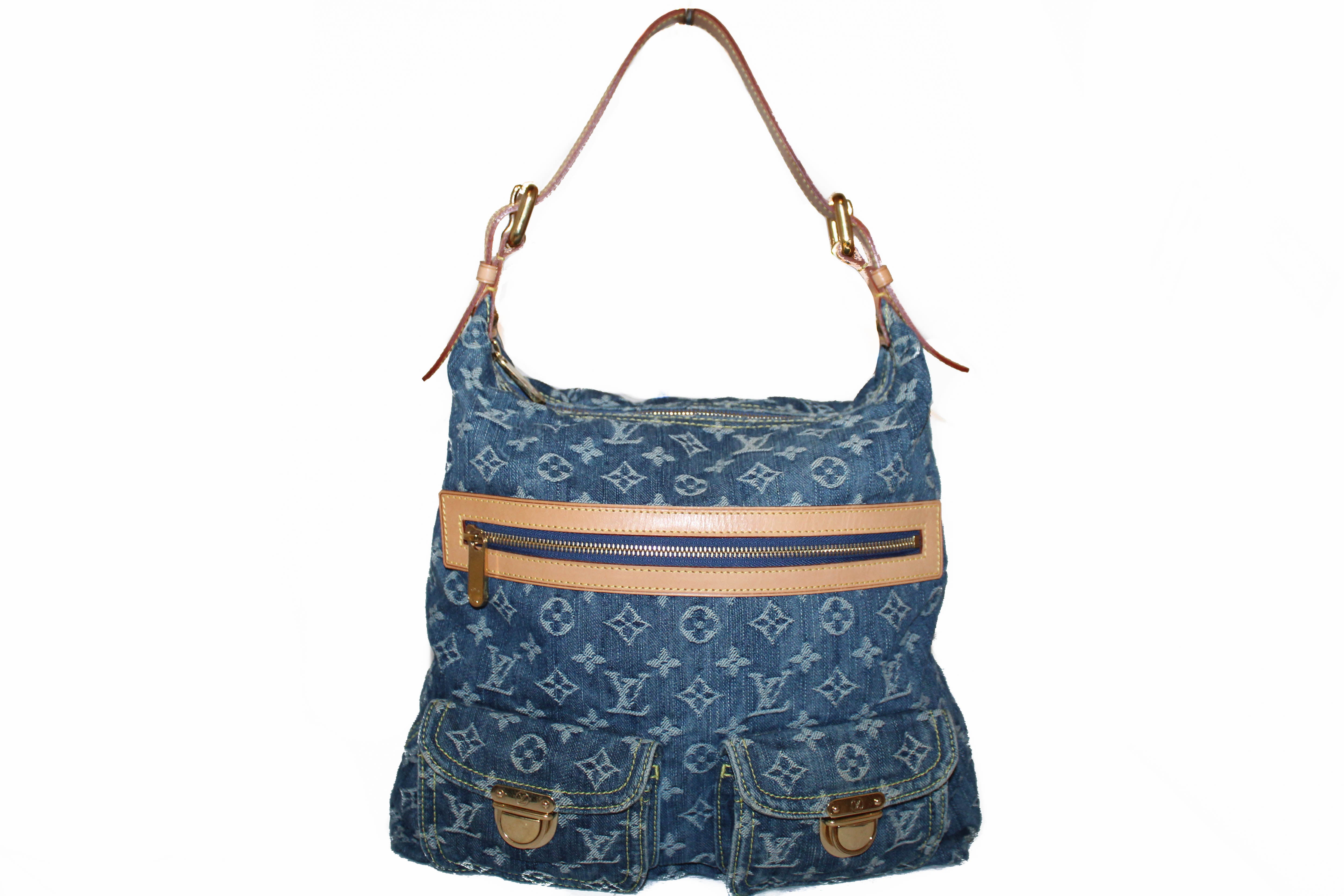 Authentic Louis Vuitton Blue Denim Monogram Baggy GM Shoulder Bag – Paris Station Shop