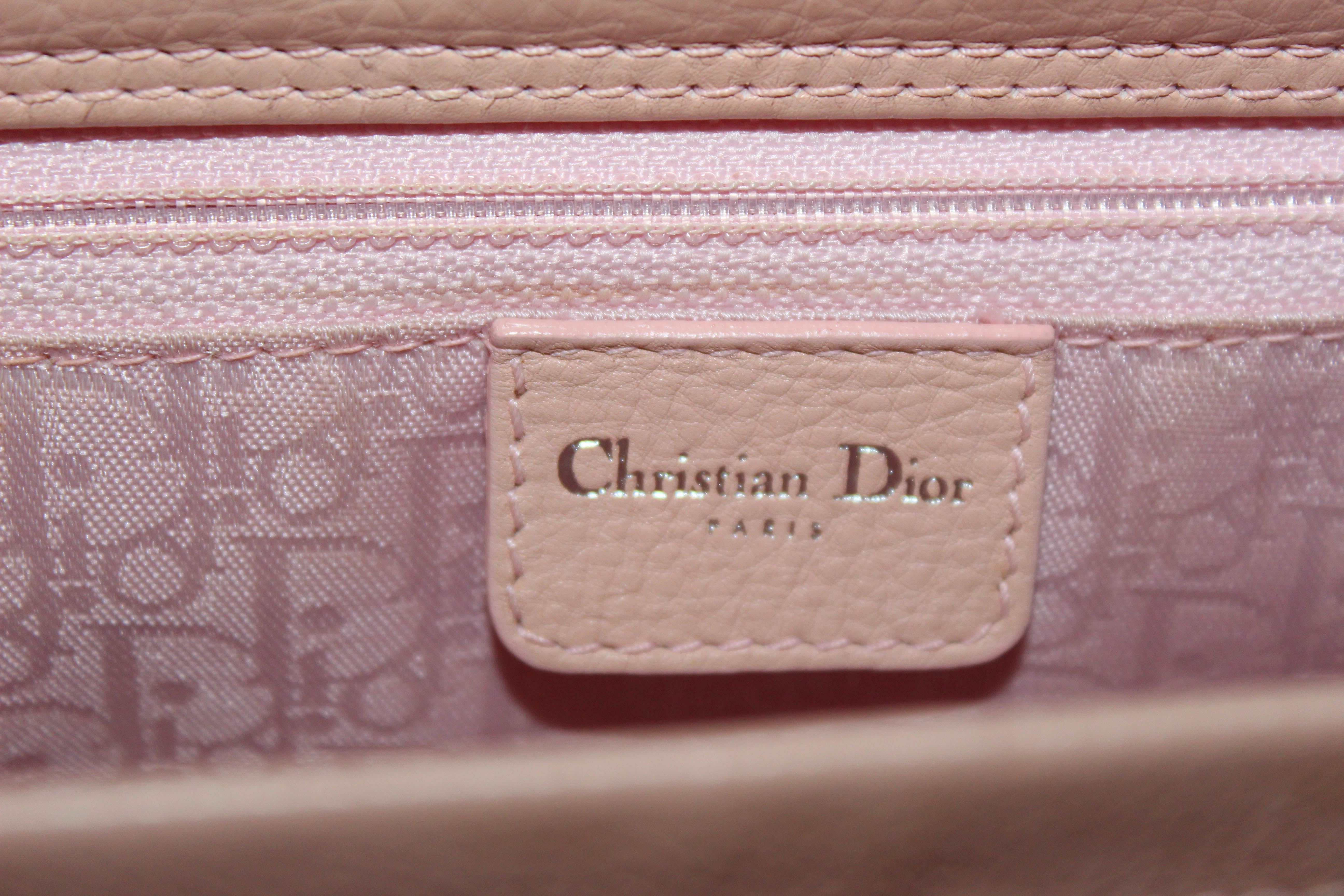 Authentic Christian Dior Pink Calfskin Leather Tote Shoulder Bag ...