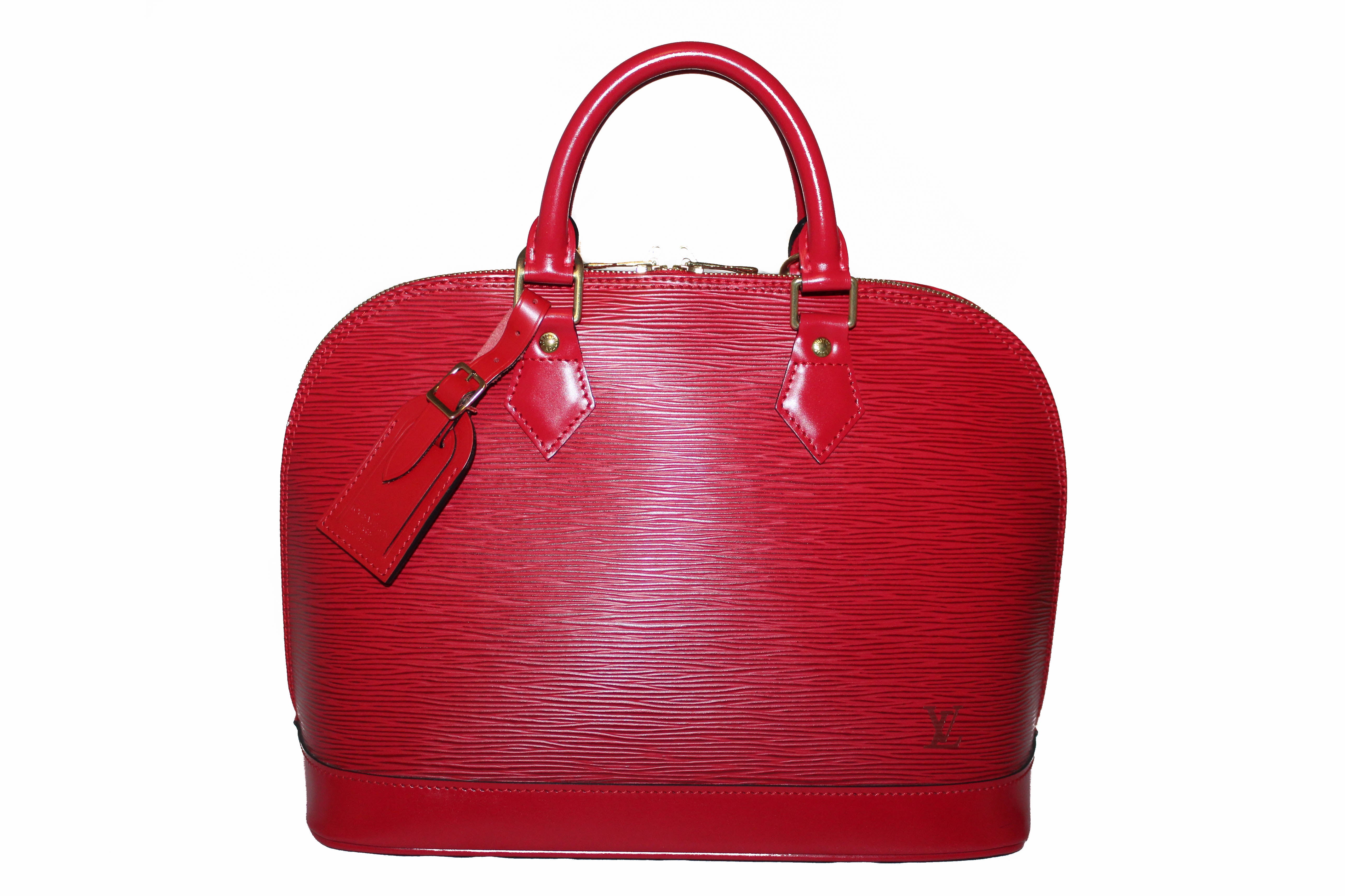 Authentic Louis Vuitton Red Epi Leather Alma Pm Hand Bag Paris Station Shop 8419