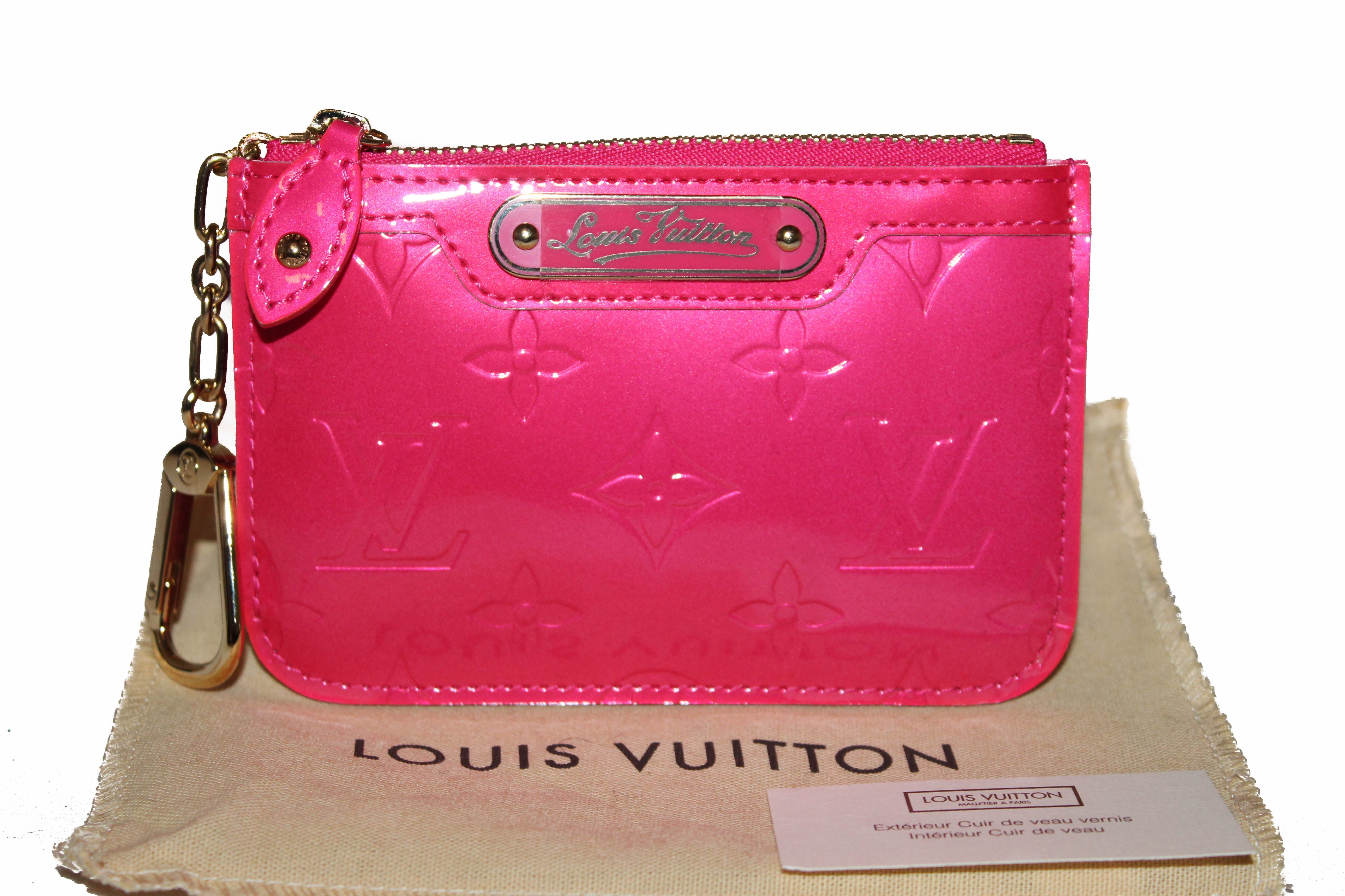 Authentic New Louis Vuitton Pink Vernis Pochette Cle Key Coin Pouch Ca ...