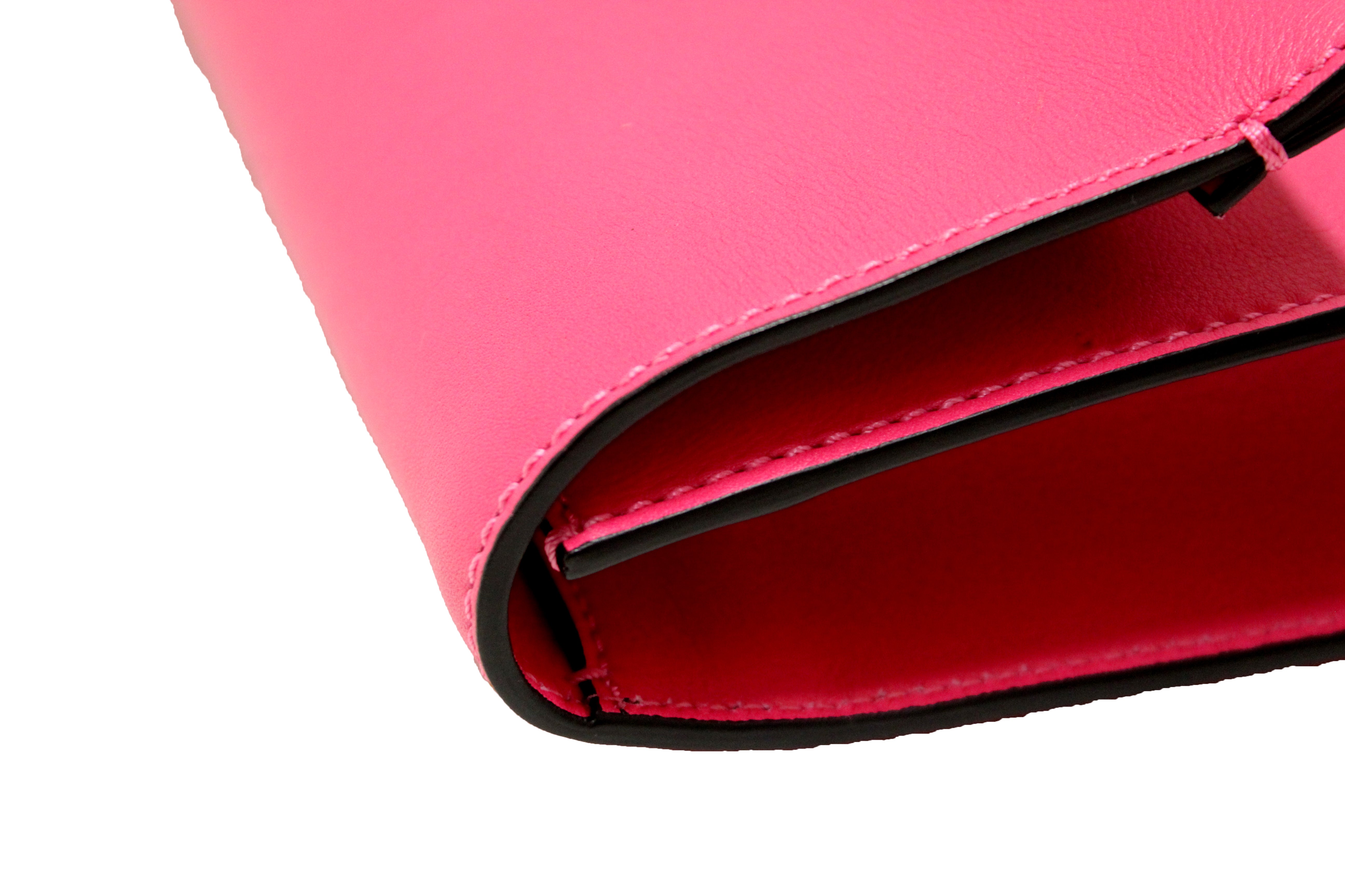 Authentic Valentino Hot Fuchsia Pink Leather Long Clutch Bag – Paris ...