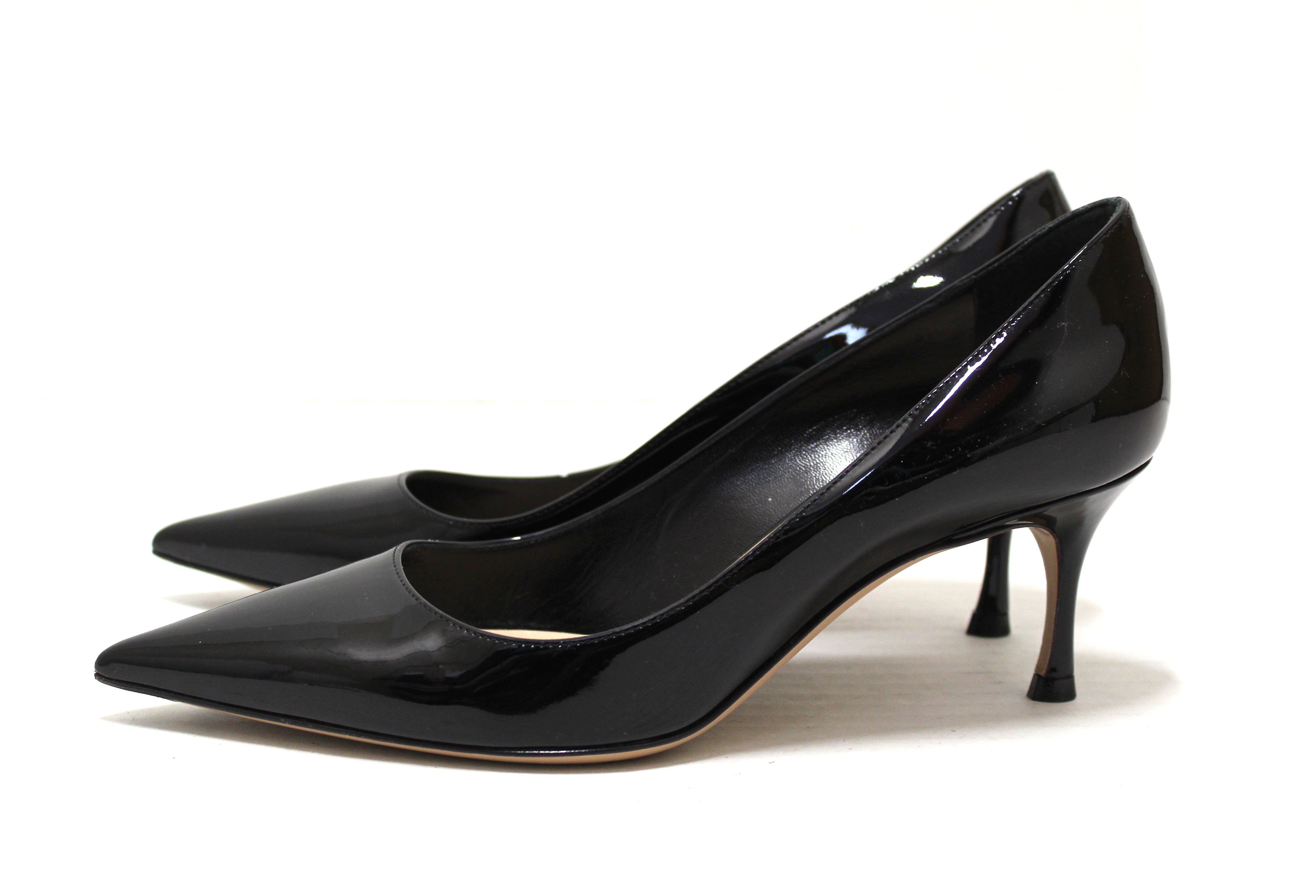 Authentic Christian Dior Black Patent Leather Pointed Toe Pumps Size 3 ...