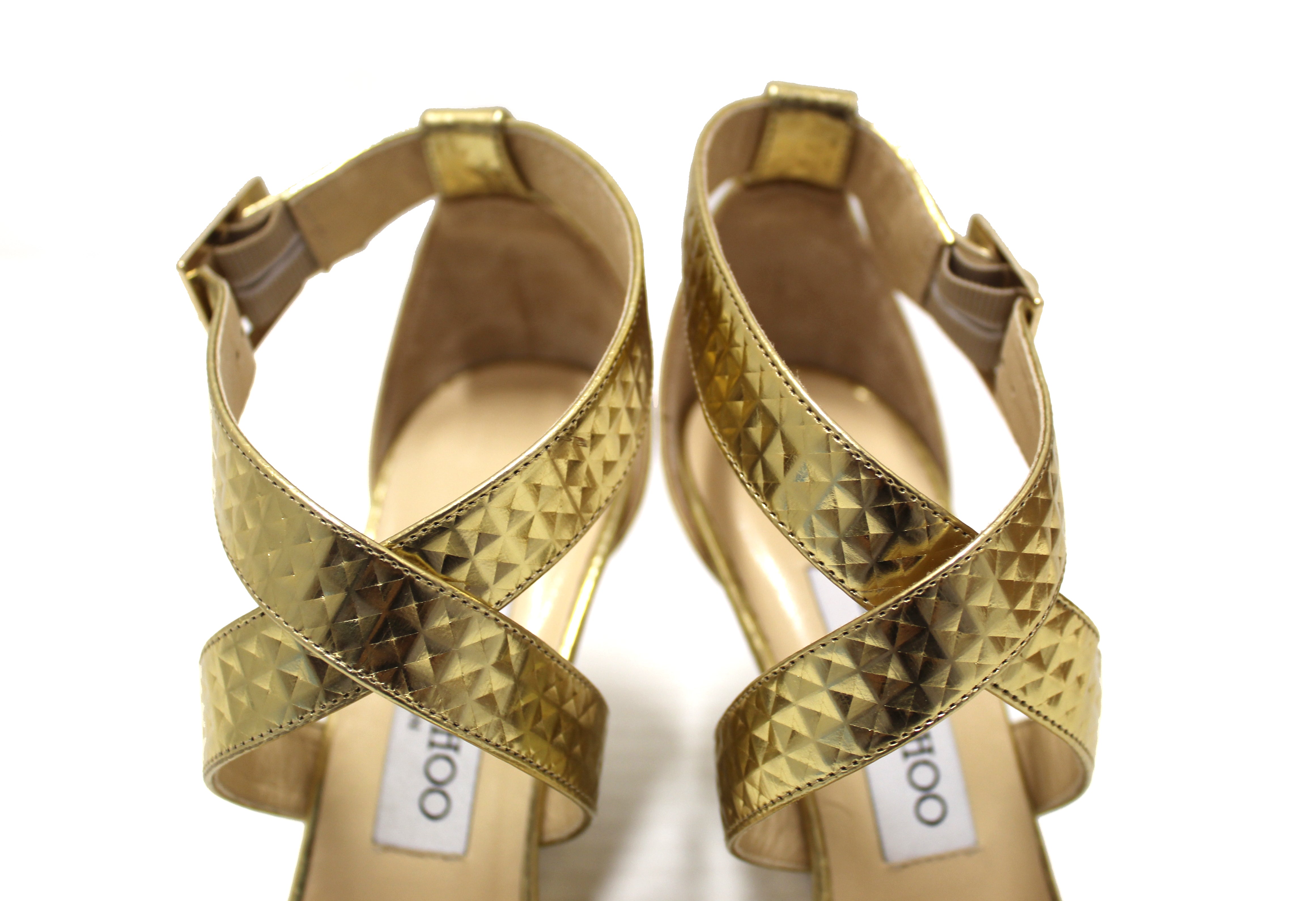 Authentic Jimmy Choo Metallic Gold Wedge Sandal 36