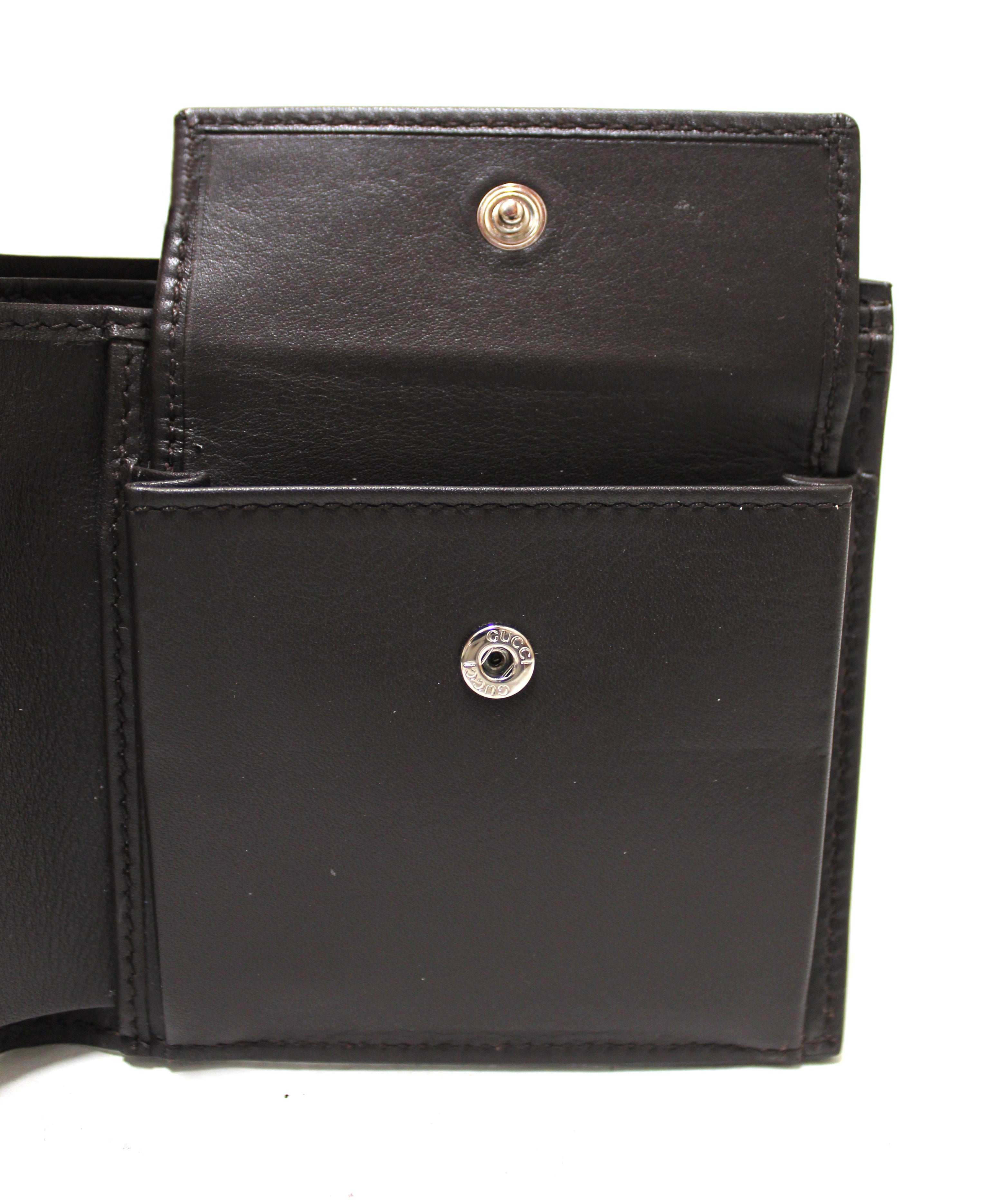 Authentic New Gucci Dark Brown Microguccissima Leather Square Bi-fold – Station Shop