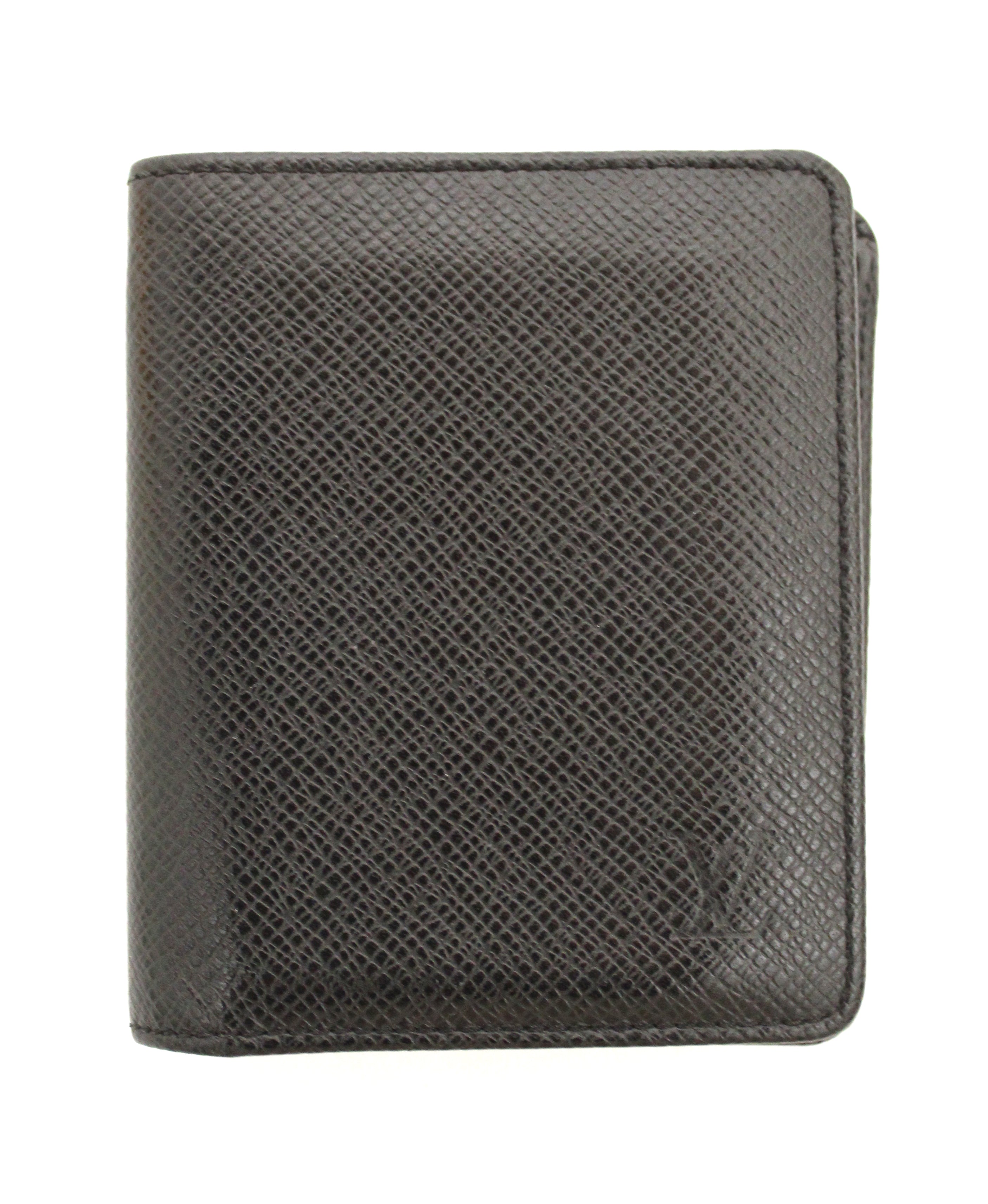 Authentic Louis Vuitton Black Bifold Taiga Leather Compact Wallet ...