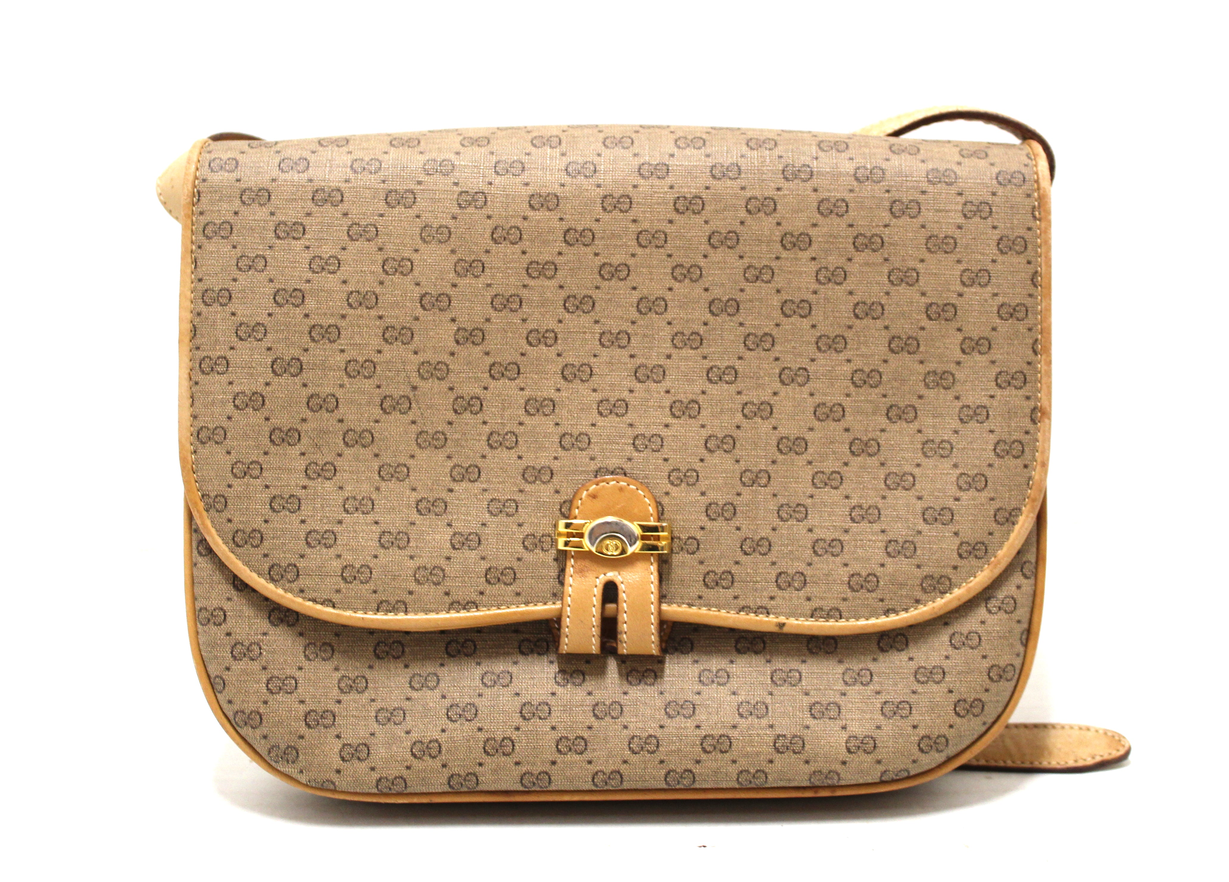 Authentic Gucci Vintage Brown GG Guccissima Canvas Crossbody Messenger ...