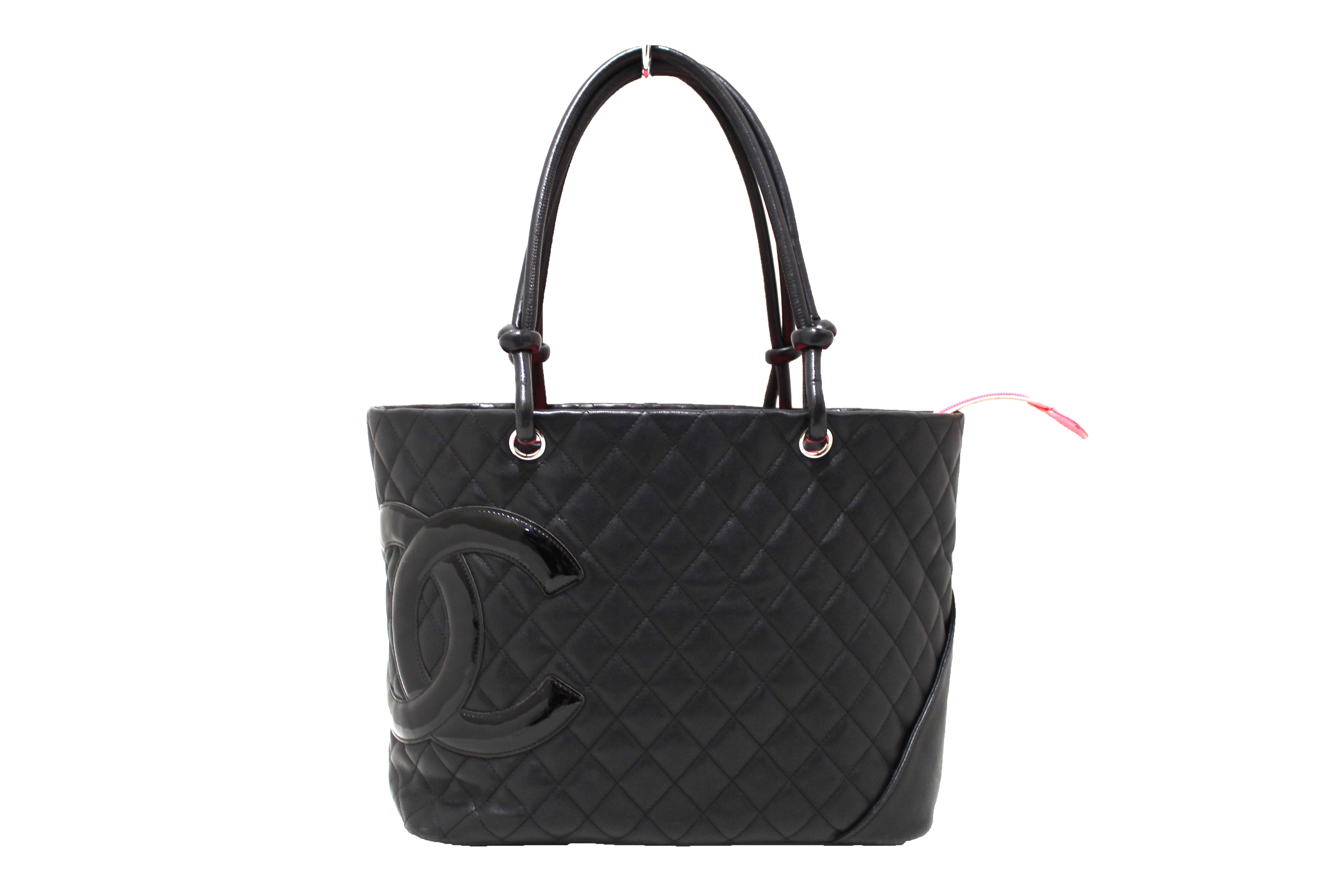 Authentic Chanel Black Quilted Calfskin Leather Large Cambon Tote Shou ...